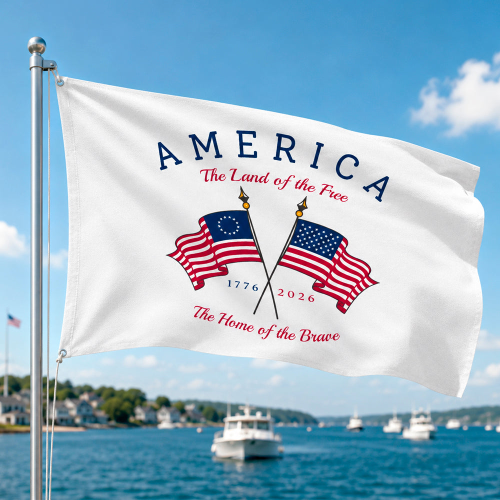 Personalized House Flag America The Land Of The Free Gift HN590 - Banner House Flag GradoCreations
