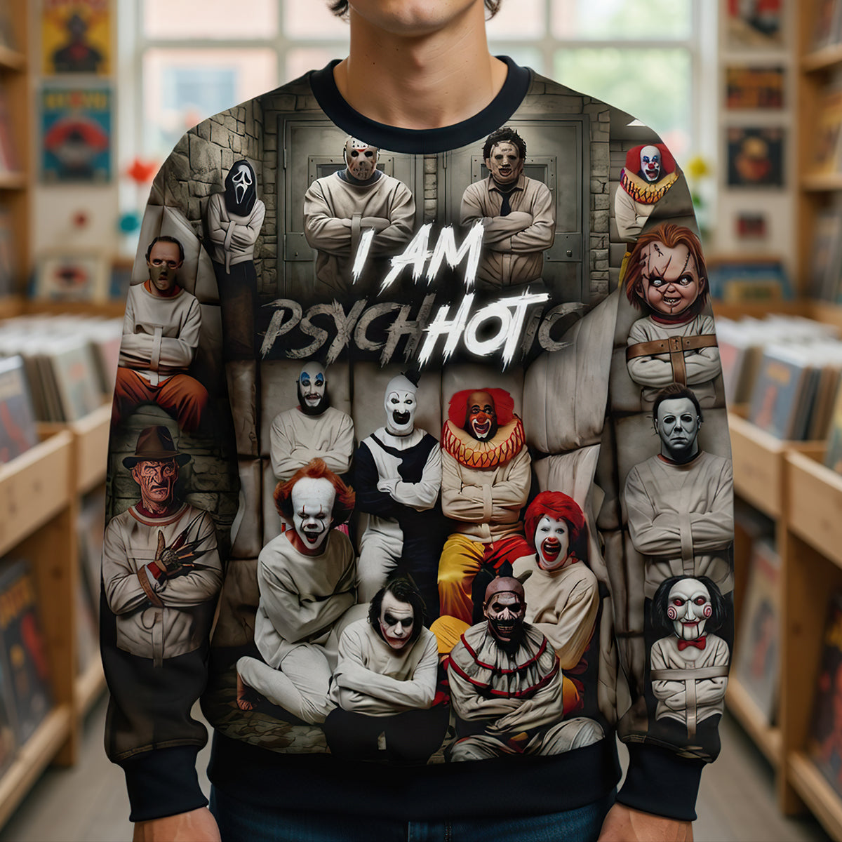 Personalized Psychotic All Over Shirt for Halloween Horror Lovers AOP Shirt GradoCreations