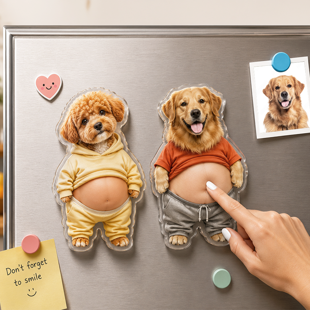Personalized Funny Photo Squishy Fridge Magnet Gift for Dog Lovers HN590 - Acrylic Squishy Fridge Magnet Fix GradoCreations
