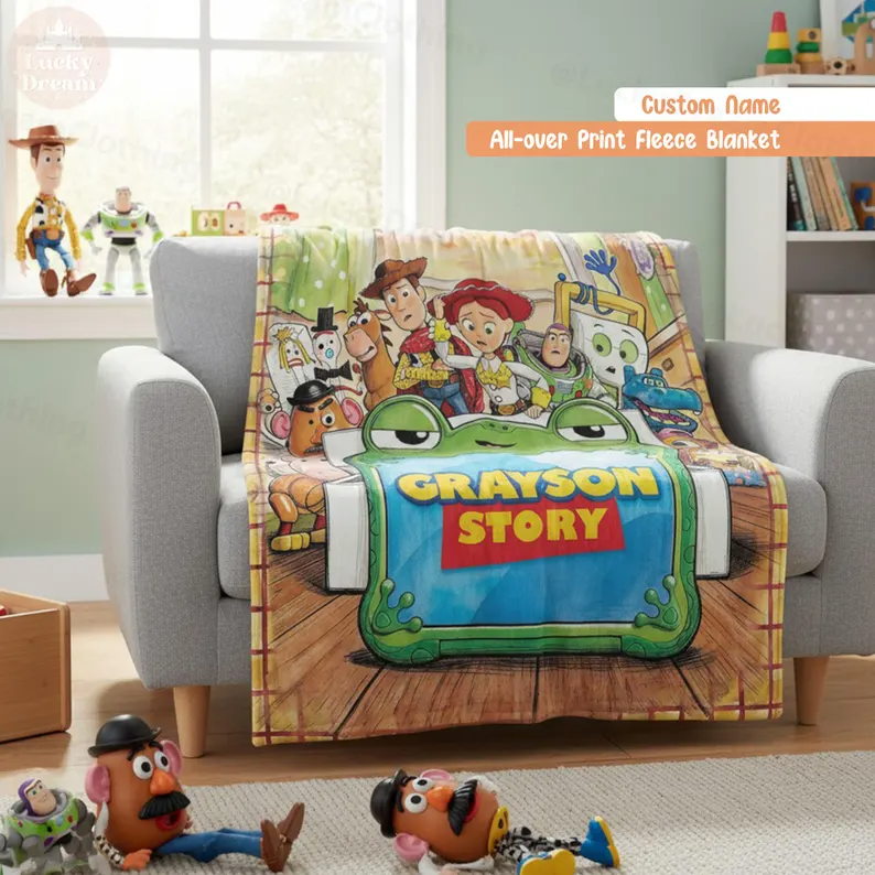 Personalized Fleece Blanket Custom Name for Kids Movie Fans