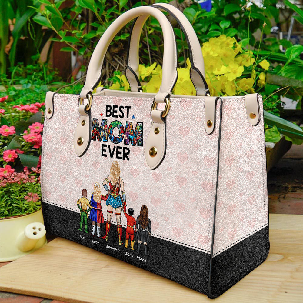 Personalized Leather Super Hero Mom Bag Gift for Mother | GradoCreations