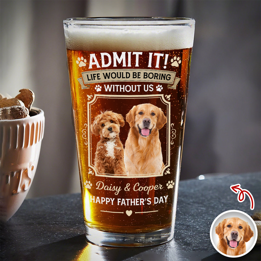 Personalized Dog Photo Beer Glass Custom Gift for Dad HN590 - Print Beer Glass GradoCreations