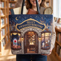 Personalized Quilted Tote Bag Bookstore Design Gift for Book Lovers Quilted Tote Bag GradoCreations