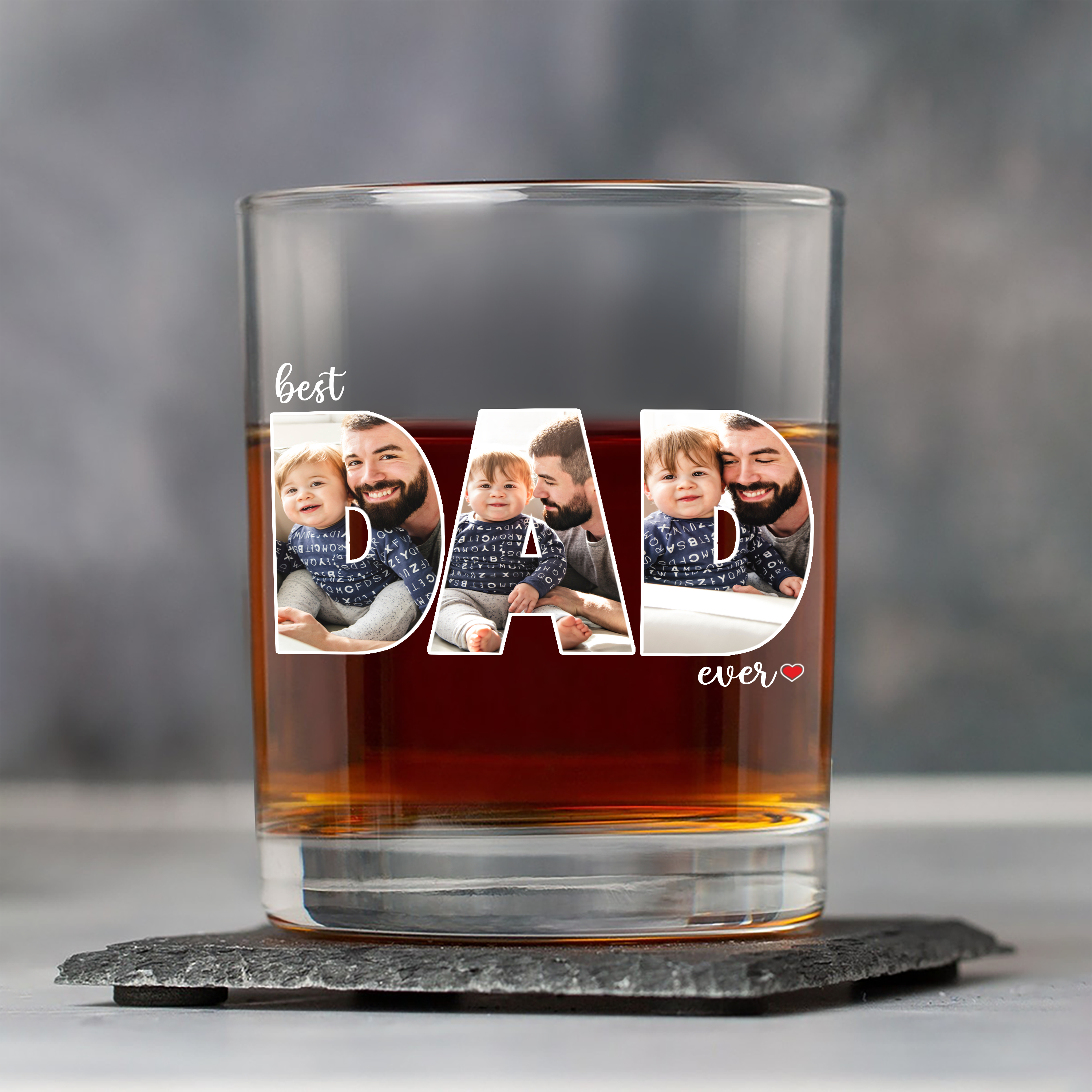 Personalized Whiskey Glass Custom Photo Gift for Dad HN590 - Print Rock Glass GradoCreations