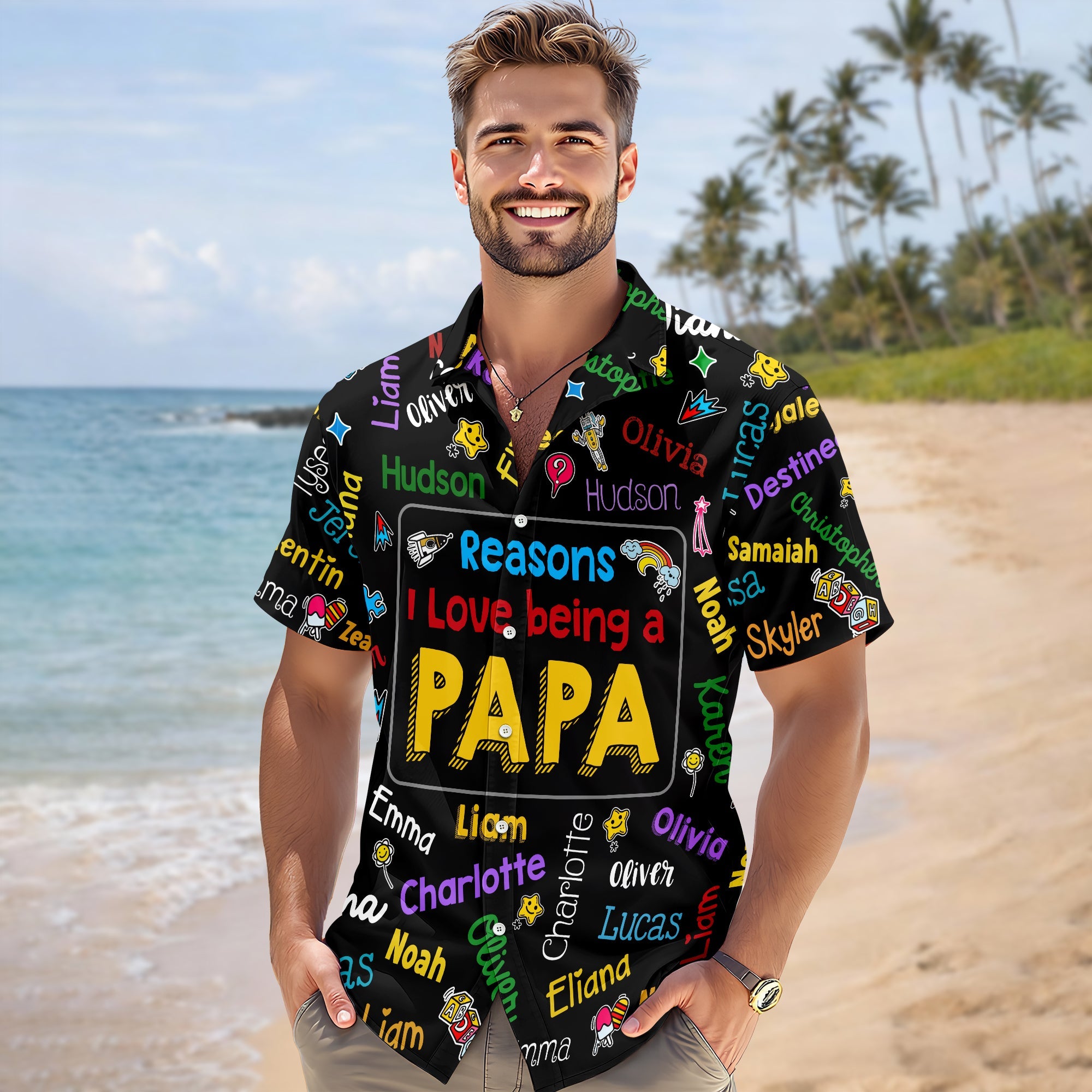 Personalized Hawaiian Shirt Custom Kids Names Gift for Dad HN590 - AOP Hawai Shirt GradoCreations