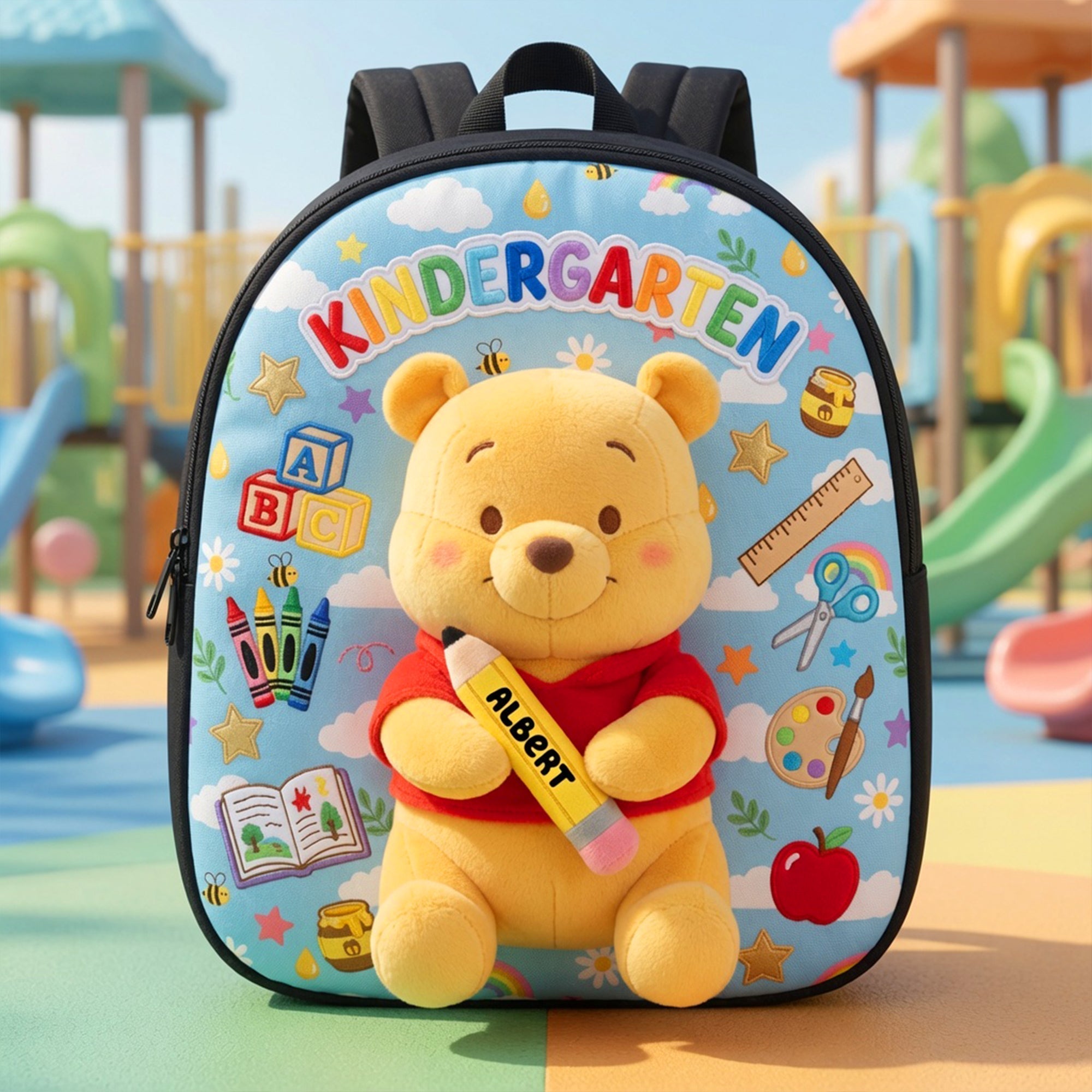 Personalized Cartoon Bear Backpack Custom Name Gift for Kids School Backpack GradoCreations