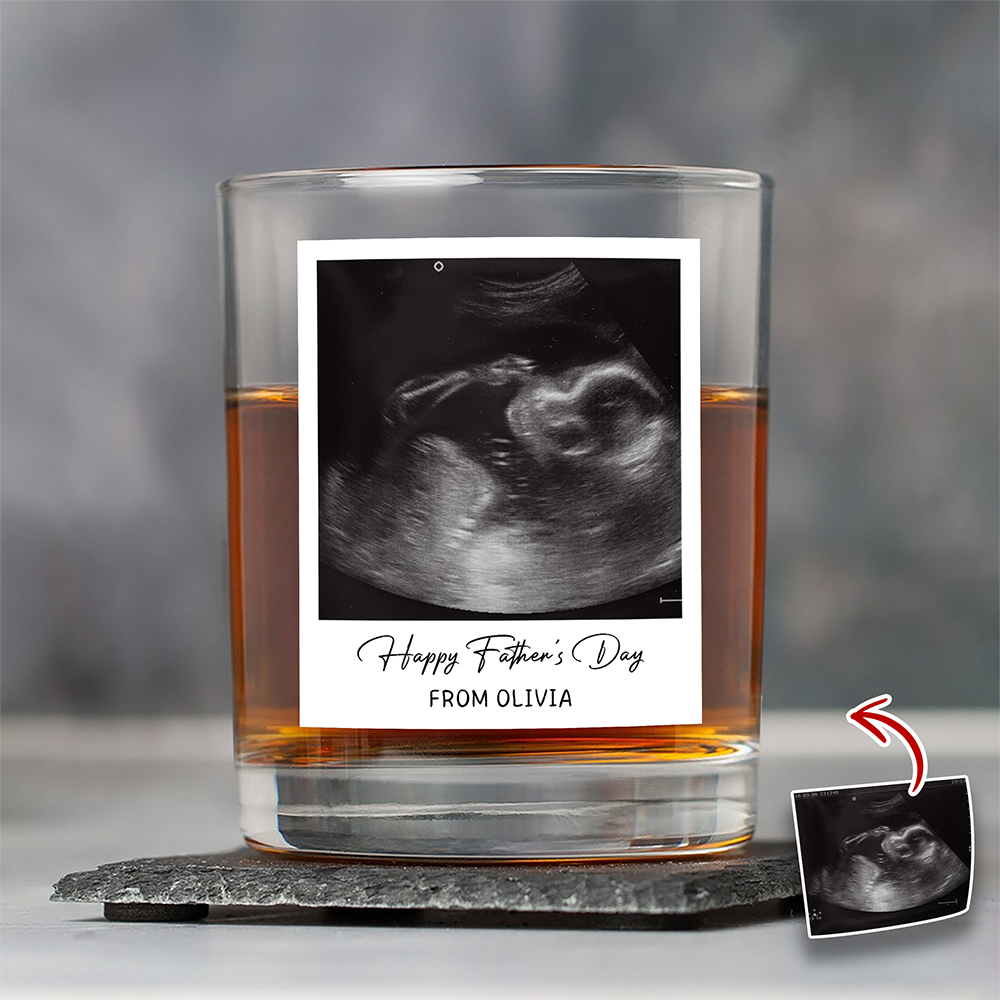 Personalized Ultrasound Photo Rock Glass Custom Gift for Dad HN590 - Print Rock Glass GradoCreations