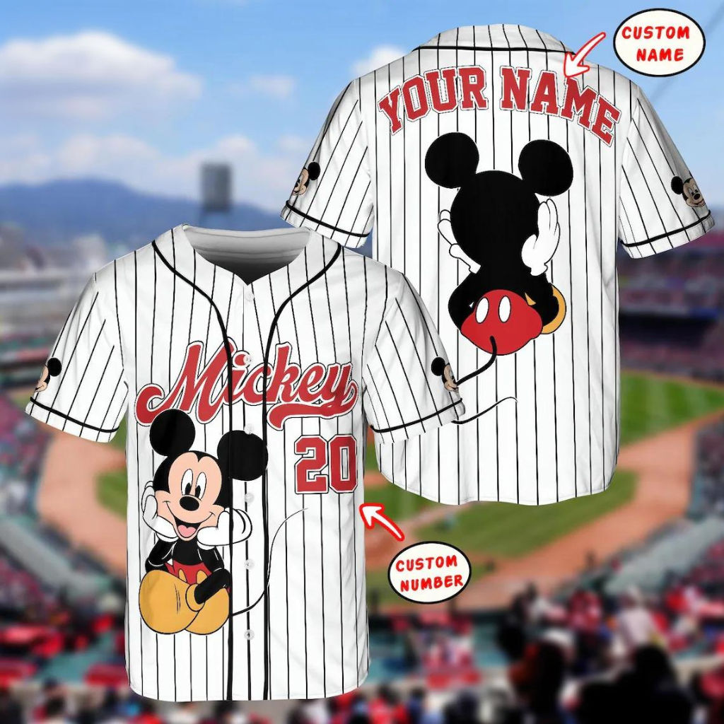 Custom Mickey Mouse Baseball Jersey Personalized Gift for Movie Fans