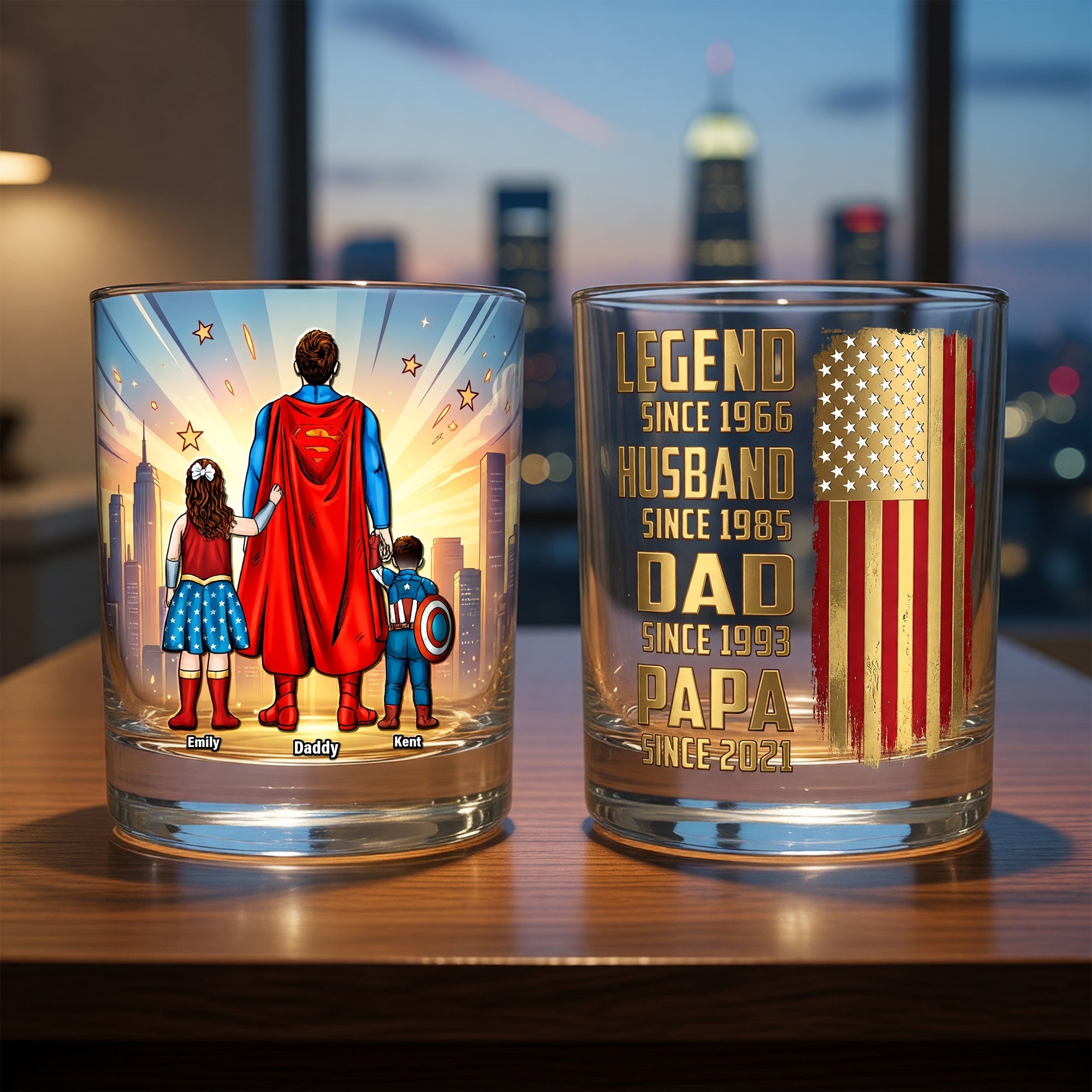 Personalized Whiskey Glass Custom Name Gift for Dad Legend