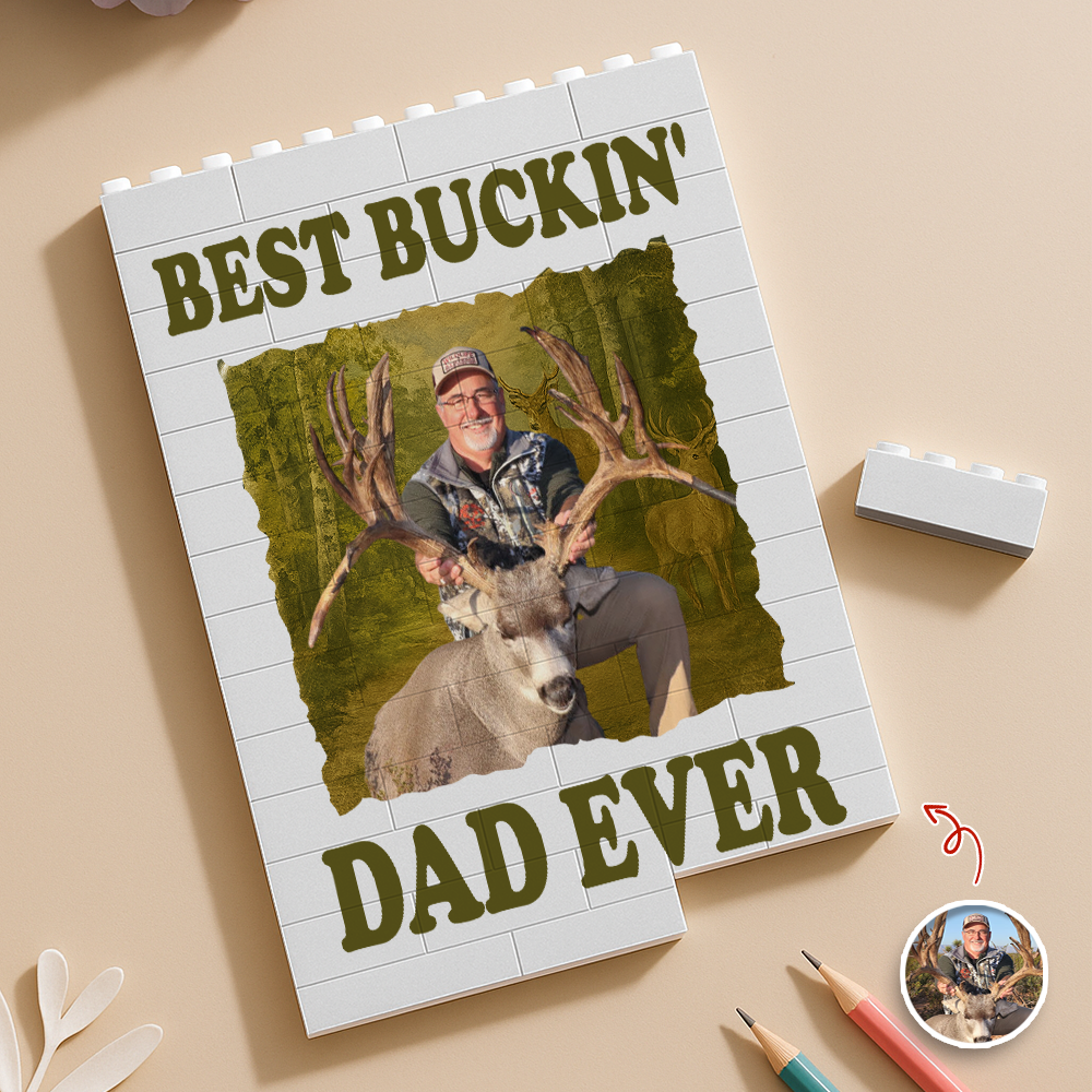 Custom Photo Building Blocks Gift for Dad Fishing Hunter HN590 - Building Blocks GradoCreations