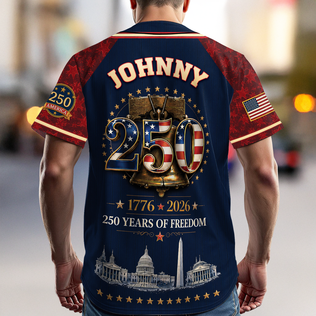 Personalized 250 Years of Freedom Baseball Jersey Custom Name Gift Jersey Baseball Shirt GradoCreations