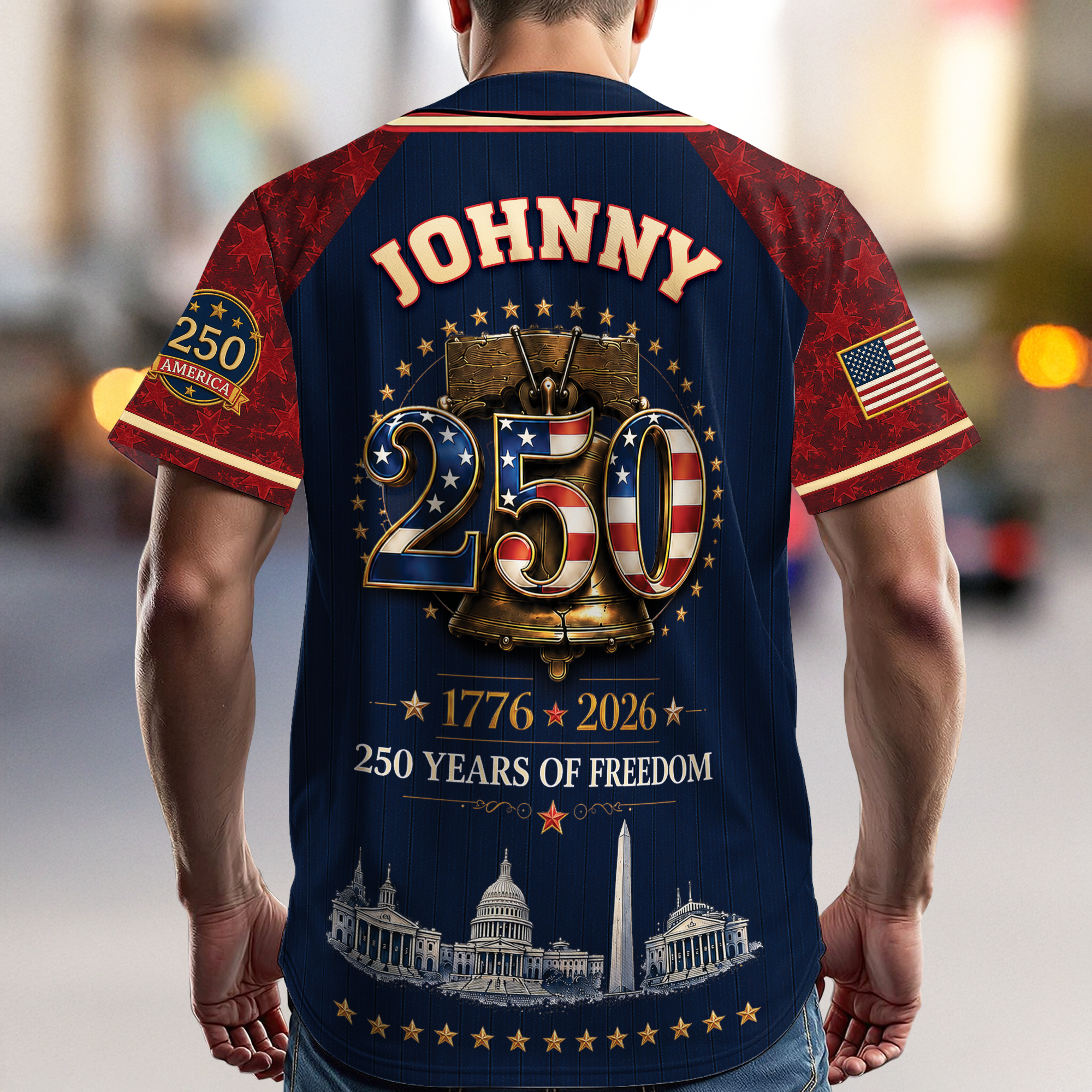 Personalized 250 Years of Freedom Baseball Jersey Custom Name Gift Jersey Baseball Shirt GradoCreations