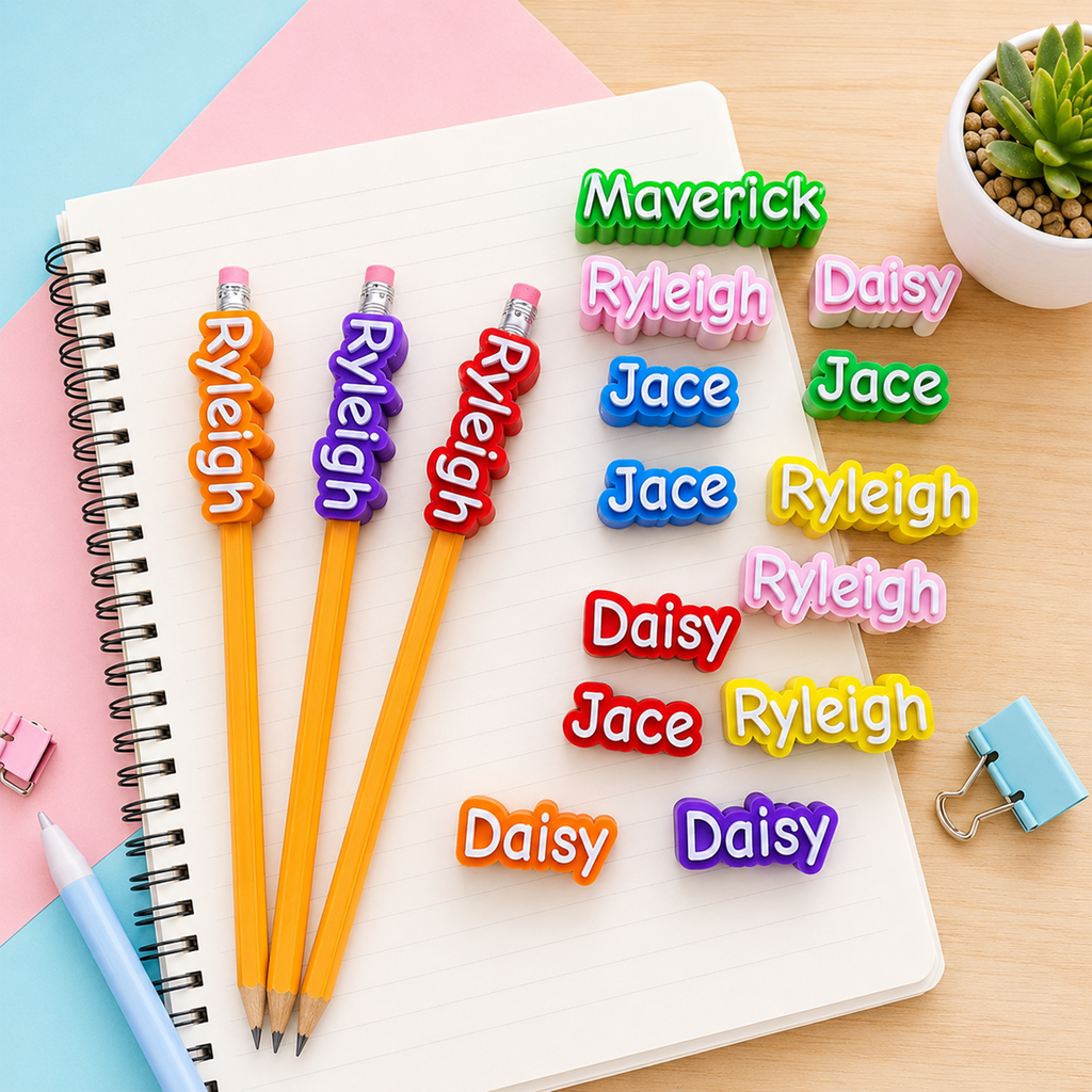 Personalized Pencil Toppers Custom Name Back to School Gift HN590 - Pencil Topper BCF fix GradoCreations