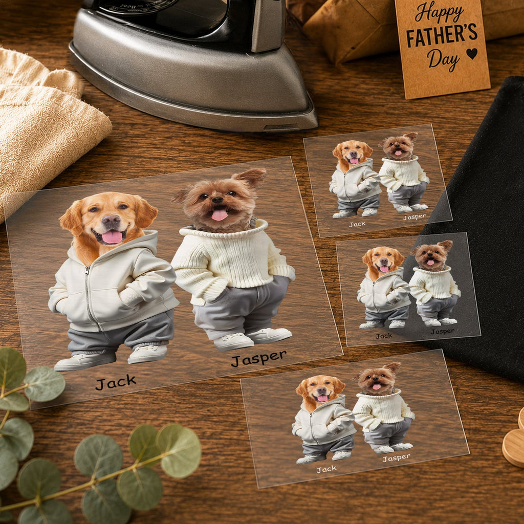 Personalized Dog Cat Photo DTF Transfer Gift for Dad HN590 - DTF Transfer different design GradoCreations