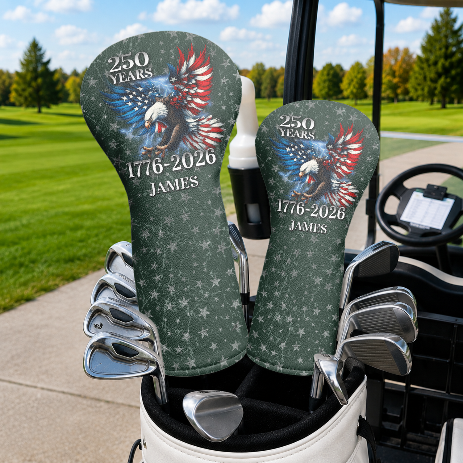 Personalized Golf Head Cover American Eagle 250th Anniversary Gift for Dad HN590 - Golf Head Cover different design GradoCreations