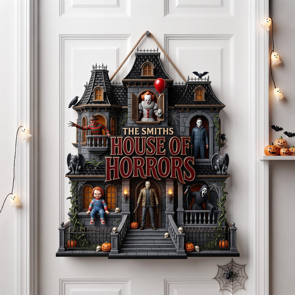 Personalized House of Horrors Metal Sign Halloween Decor Gift Metal Sign GradoCreations