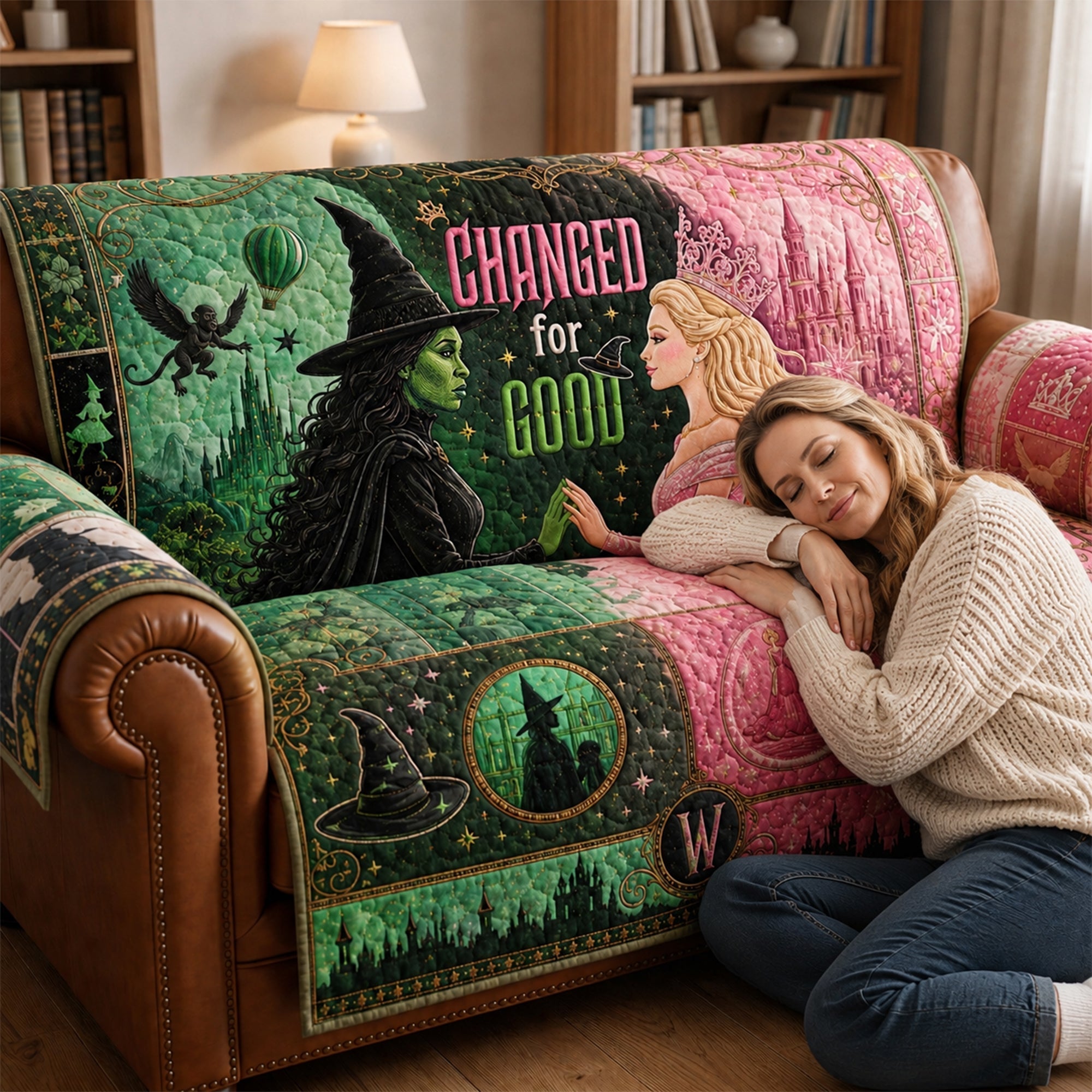 Personalized Quilted Sofa Cover Enchanted Design Gift for Family Home Decor Quited Sofa Cover GradoCreations