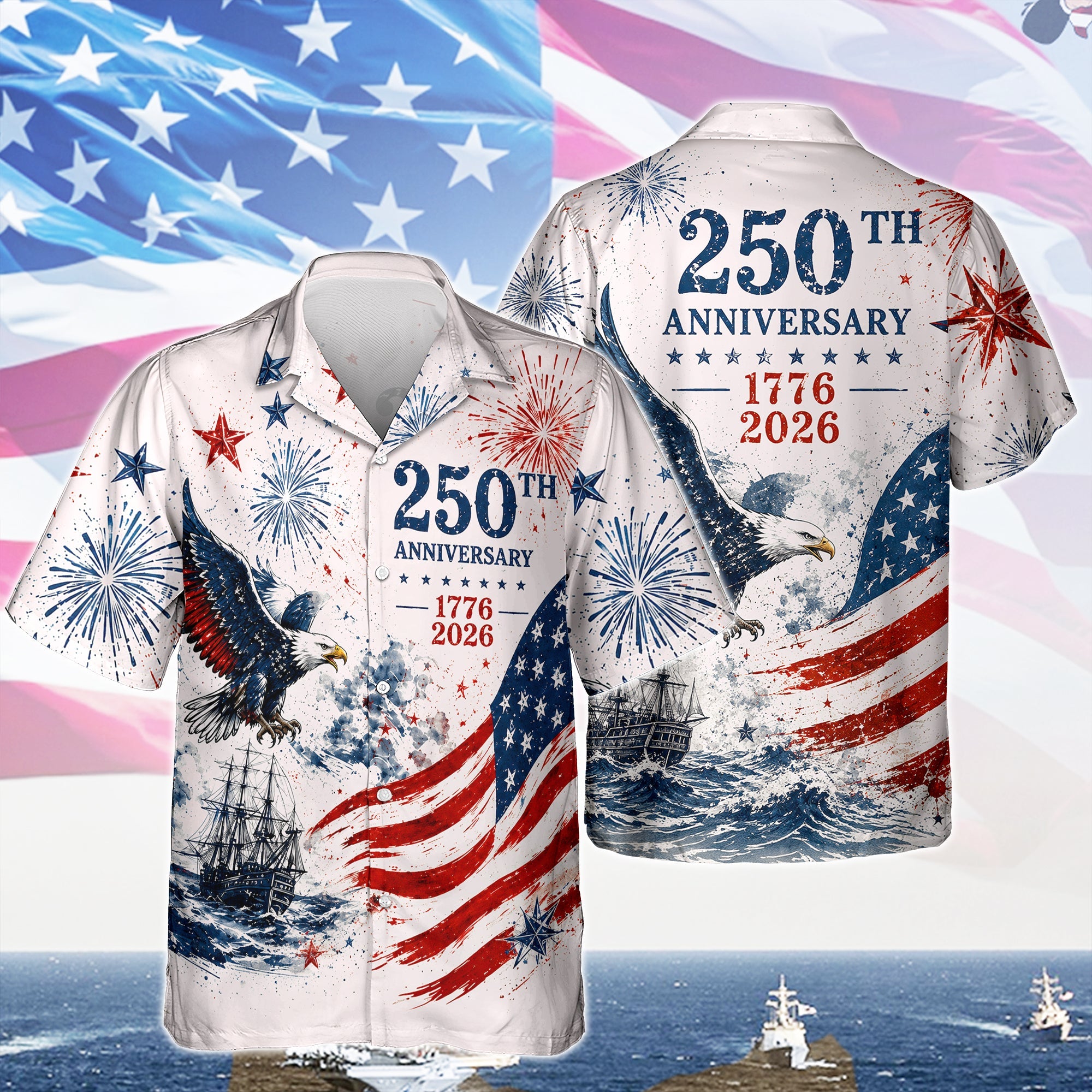 Personalized 250th Anniversary Hawaiian Shirt US Flag Gift HN590 - AOP Hawai Shirt GradoCreations