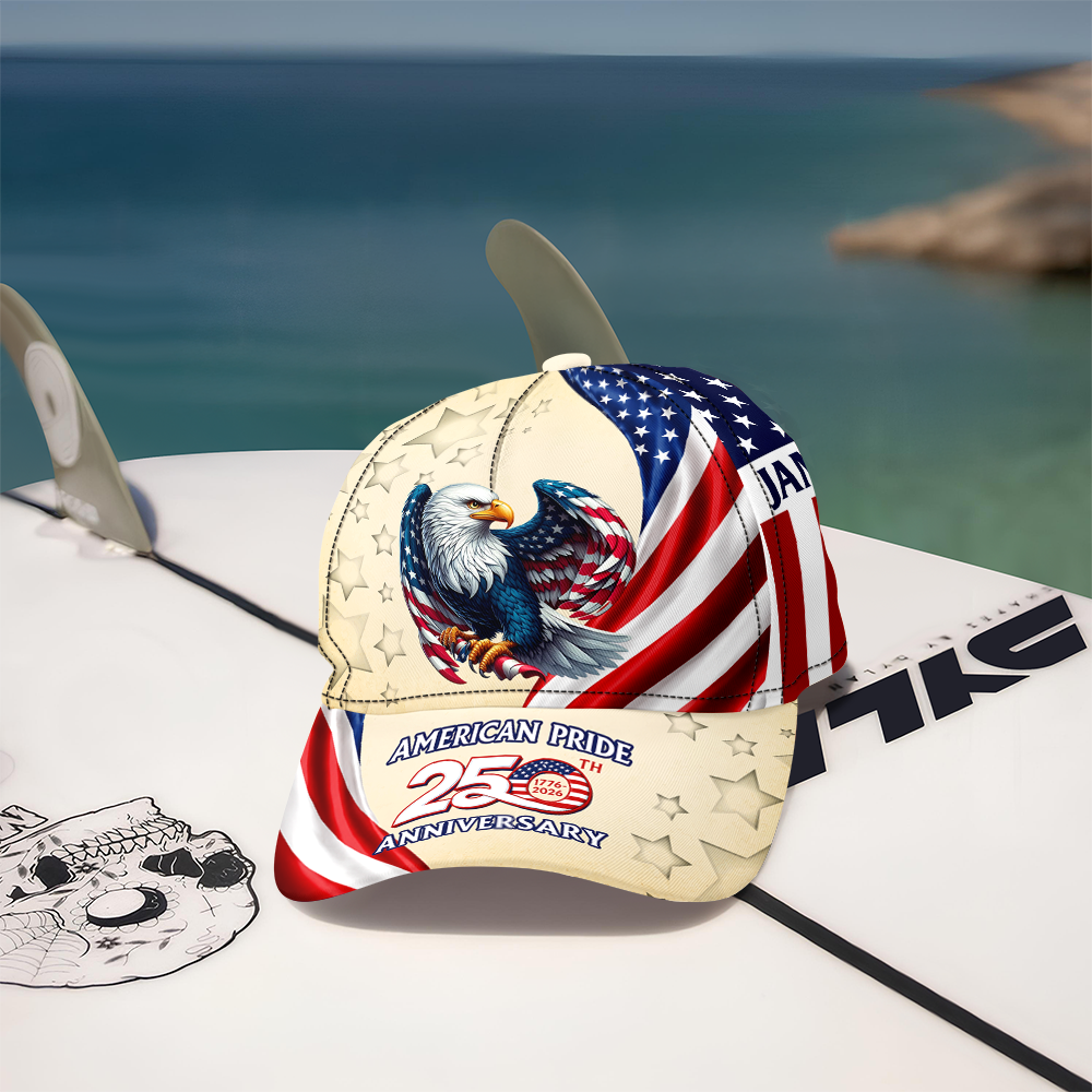 Personalized Eagle Cap Patriotic Gift for Dad 4th of July HN590 - AOP Cap GradoCreations