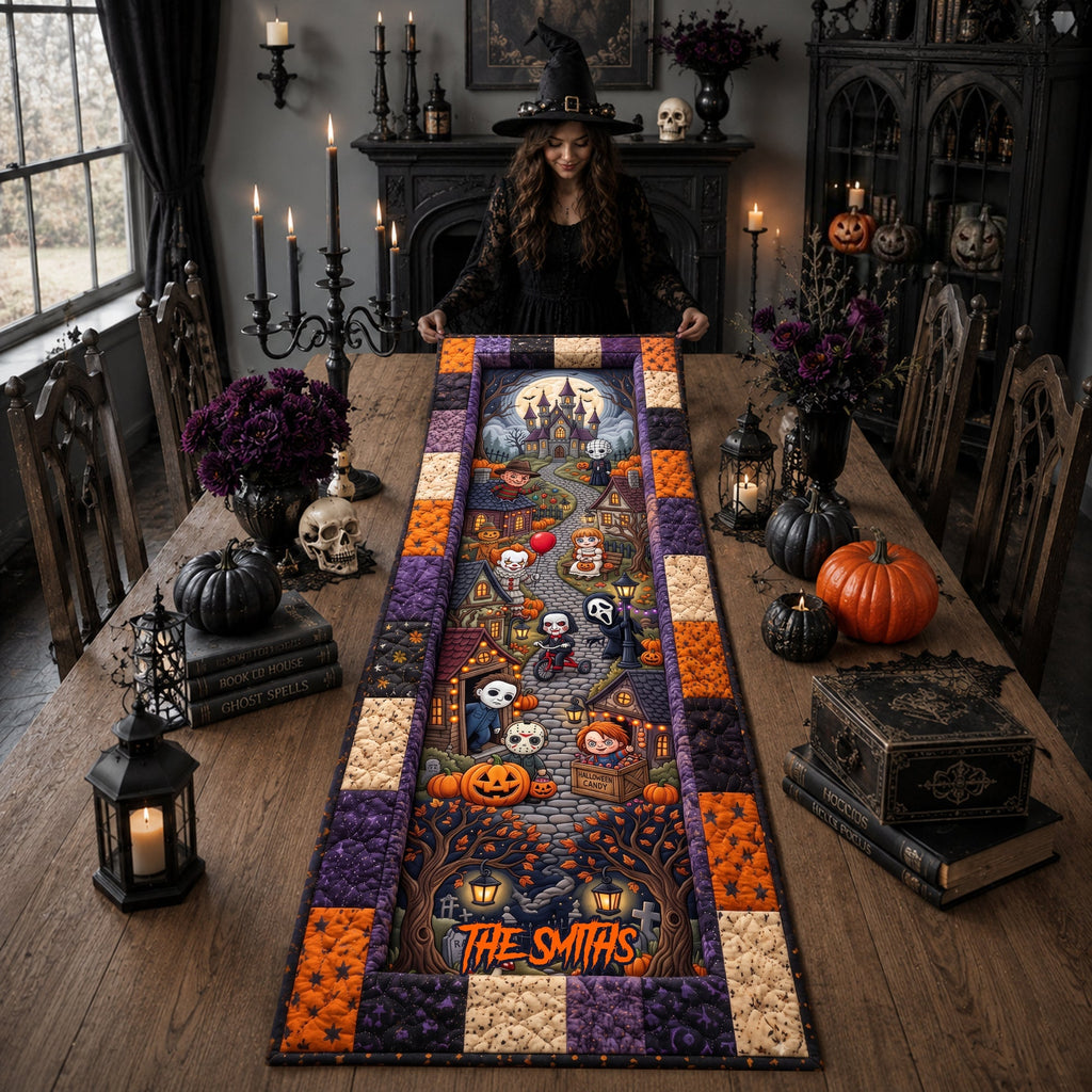 Personalized Halloween Quilted Table Runner for Family Gift Quilt Table Runner GradoCreations