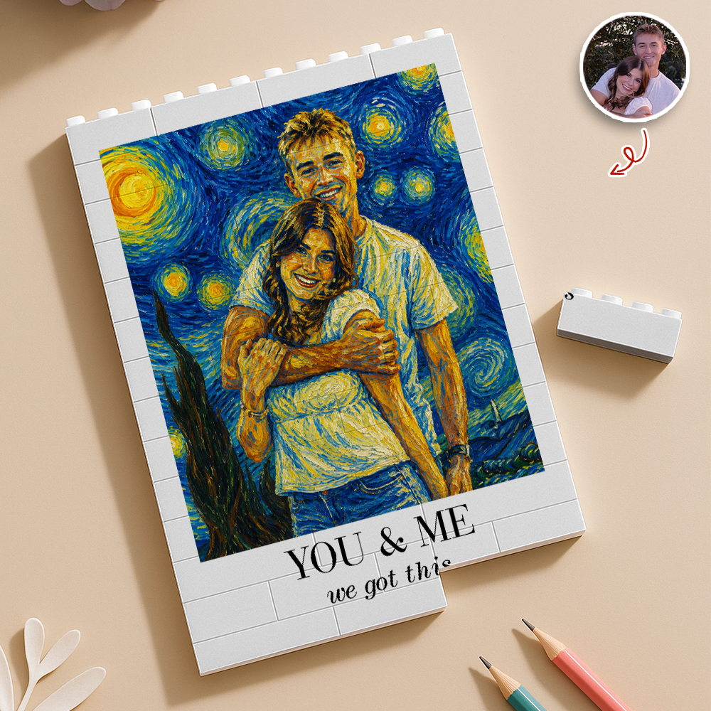 Custom Photo Building Block Art Unique Anniversary Gift for Couple HN590 - Building Blocks GradoCreations
