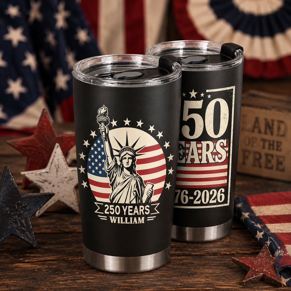 Personalized Statue of Liberty Tumbler Custom Name 250th Anniversary Gift HN590 - Fat Tumbler GradoCreations