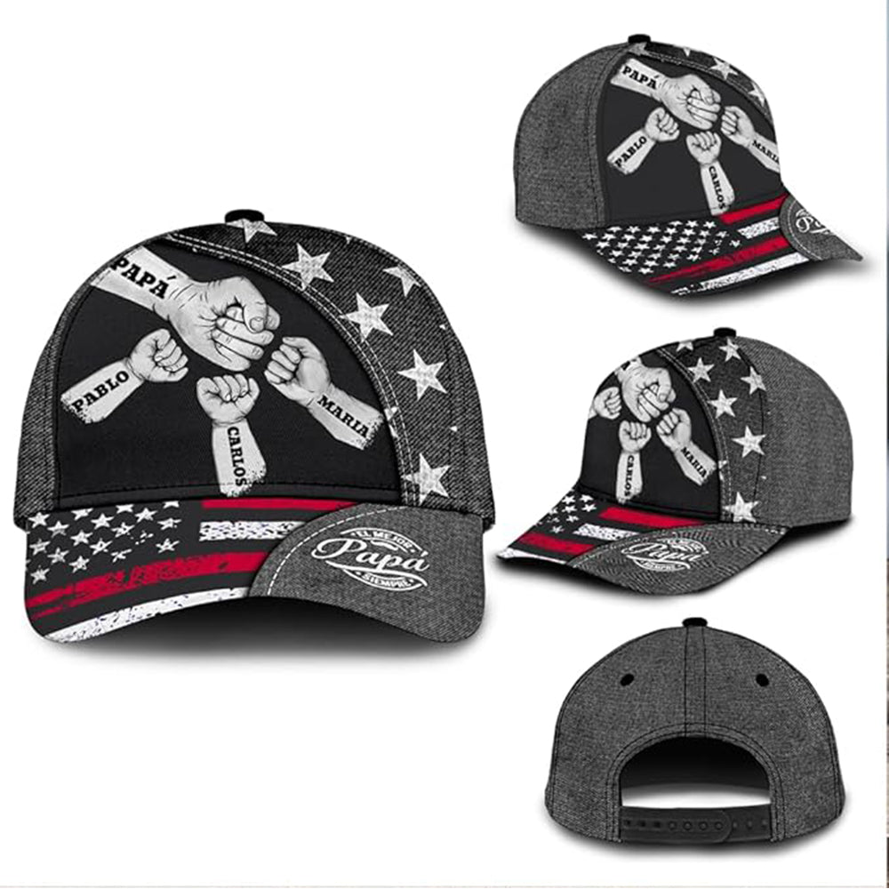 Personalized Fist Bump Hat Custom Names Gift for Dad HN590 - AOP Cap fix GradoCreations