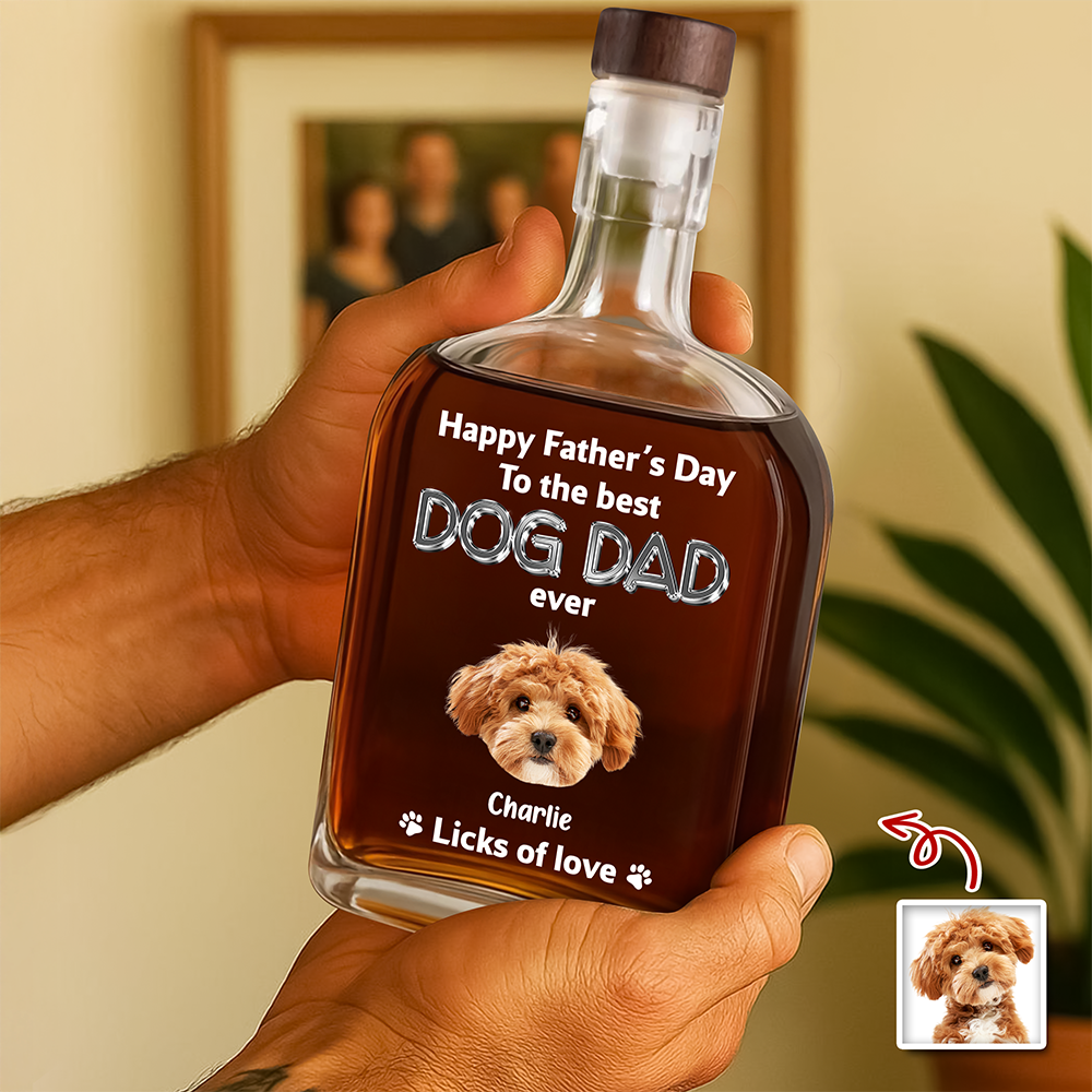 Personalized Photo Whiskey Bottle Custom Gift for Dog Dad HN590 - Whiskey Bottle GradoCreations