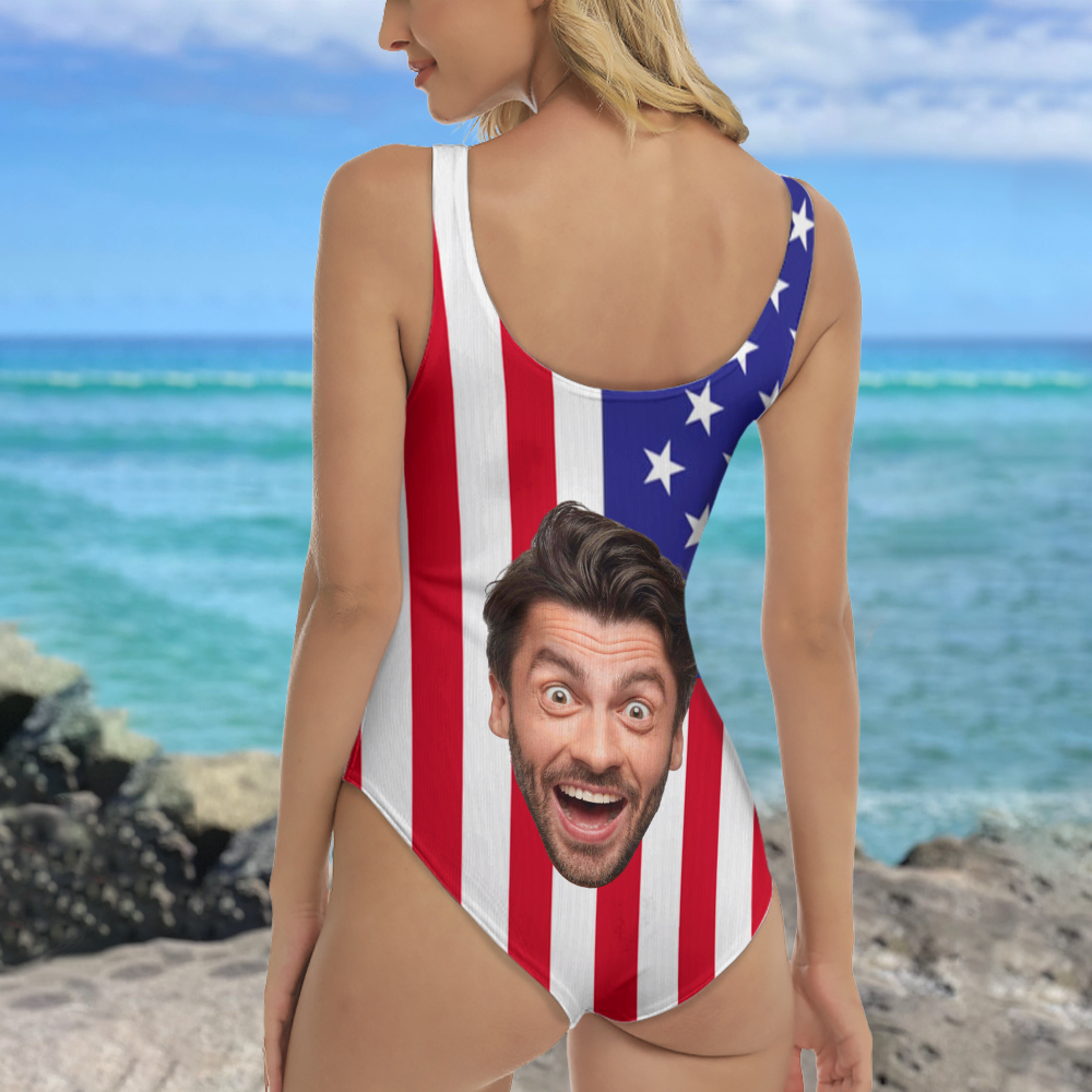 Personalized Funny Face Swimsuit Custom Photo Gift for Her HN590 - Swimsuit GradoCreations