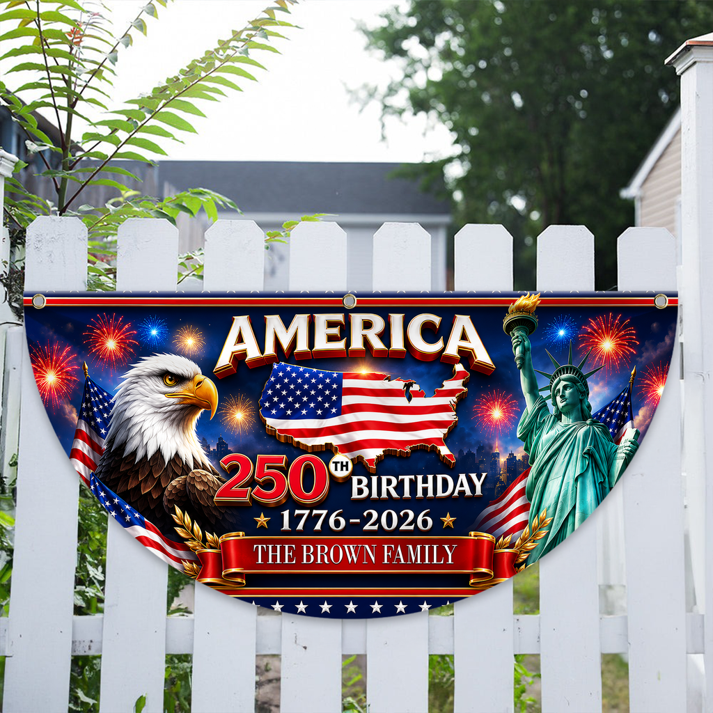 Personalized Independence Day Flag USA 250 Years Family Gift HN590 - Non-Pleated Fan Flag GradoCreations