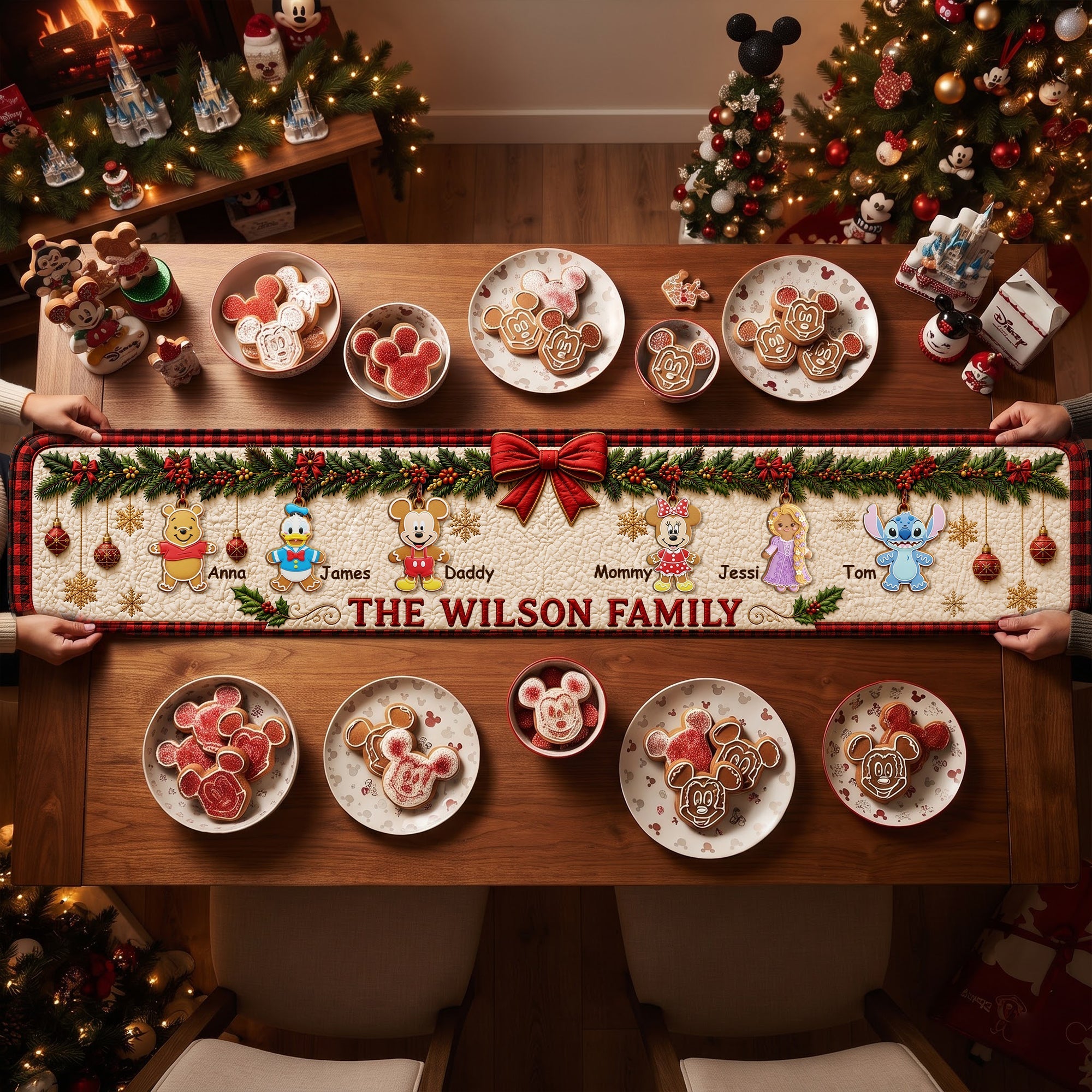 Personalized Christmas Table Runner Custom Family Name Gift Quilt Table Runner GradoCreations