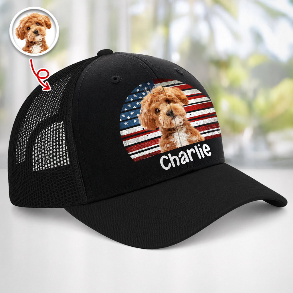 Personalized Vintage Dog Photo Trucker Hat Custom Gift for Dog Dad HN590 - Print Trucker Hat GradoCreations