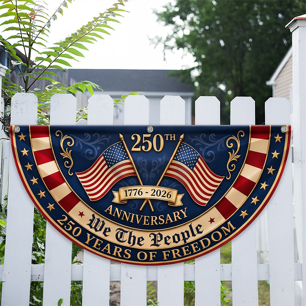 Personalized 250th Anniversary Non-Pleated Fan Flag Gift for Family HN590 - Non-Pleated Fan Flag GradoCreations