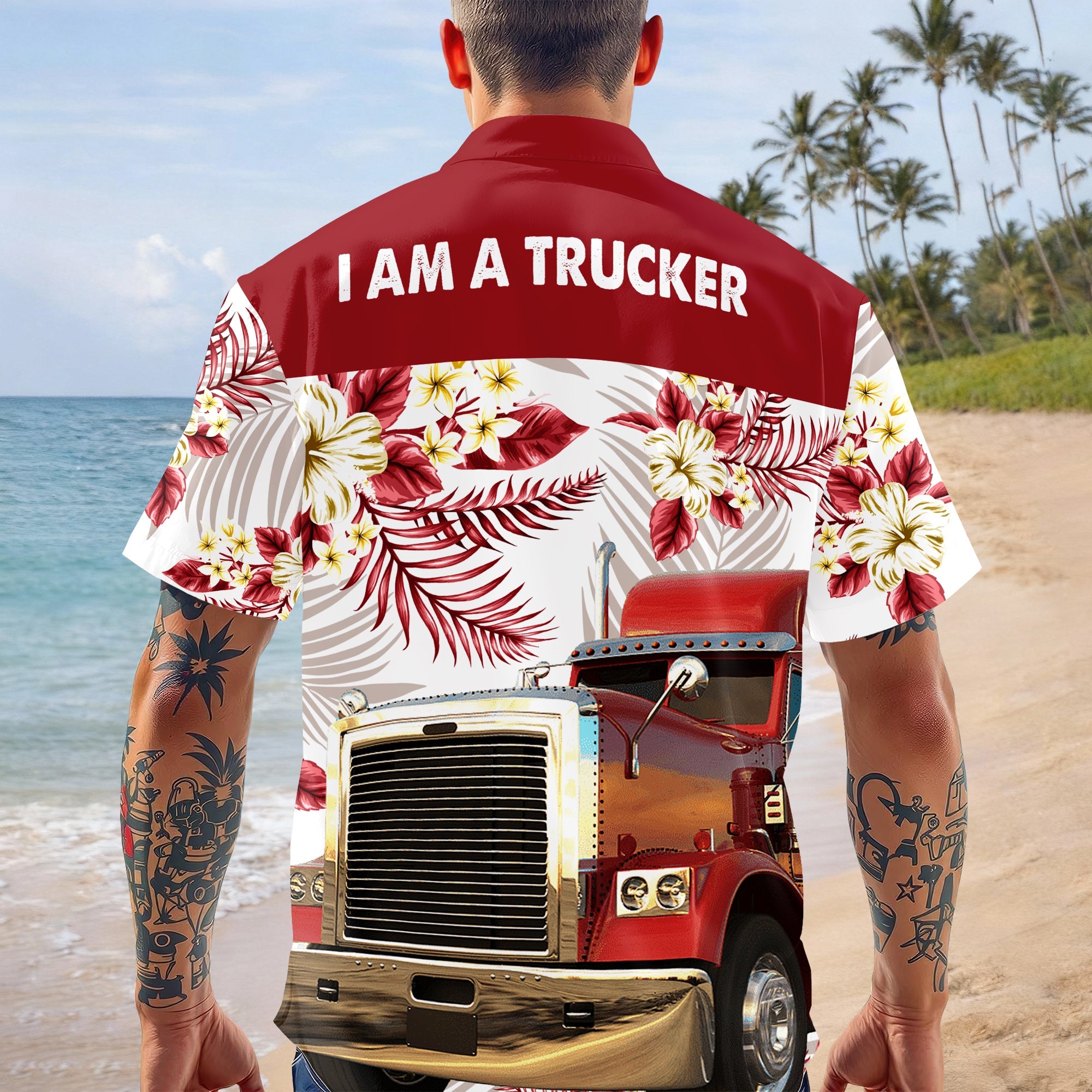 Personalized Hawaiian Shirt Custom Photo Gift for Trucker HN590 - AOP Hawai Shirt GradoCreations