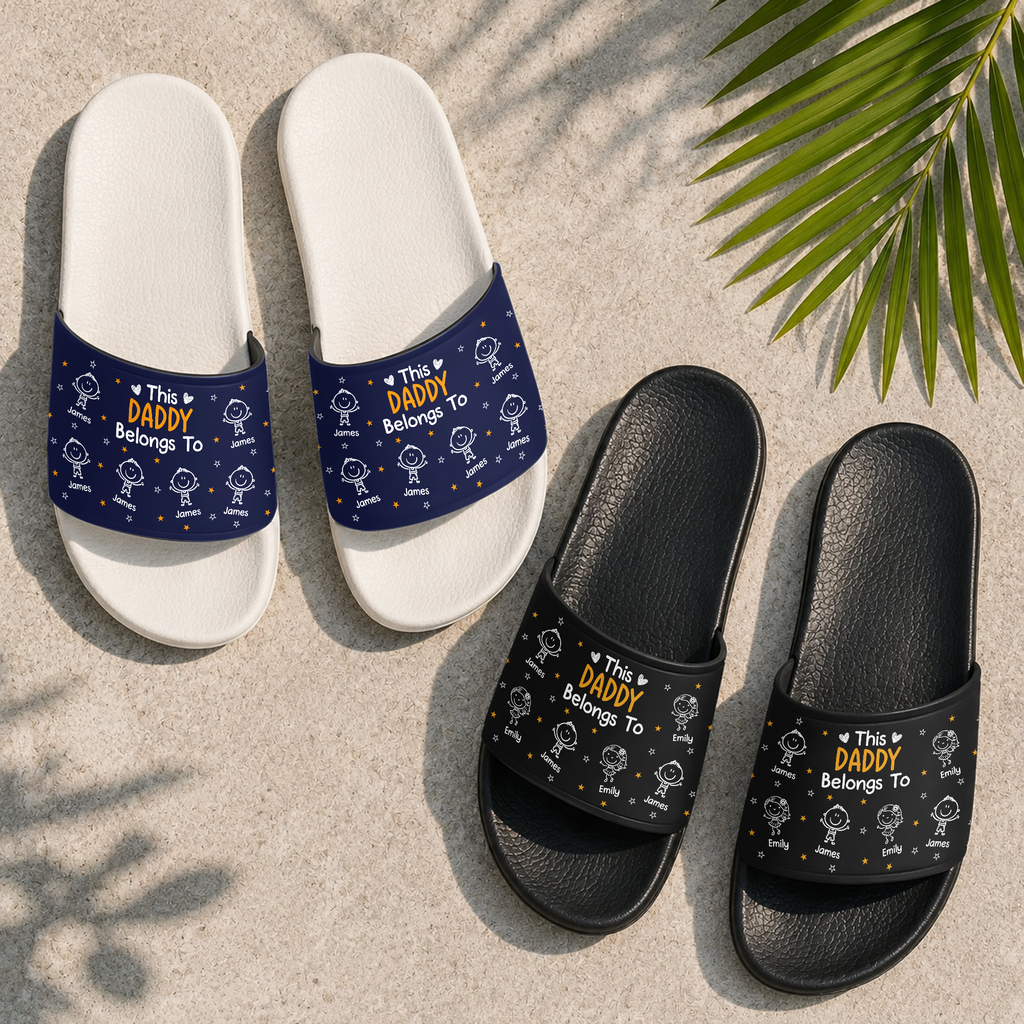 Personalized Slide Sandals Gift for Dad with Custom Names HN590 - Slide Sandals GradoCreations