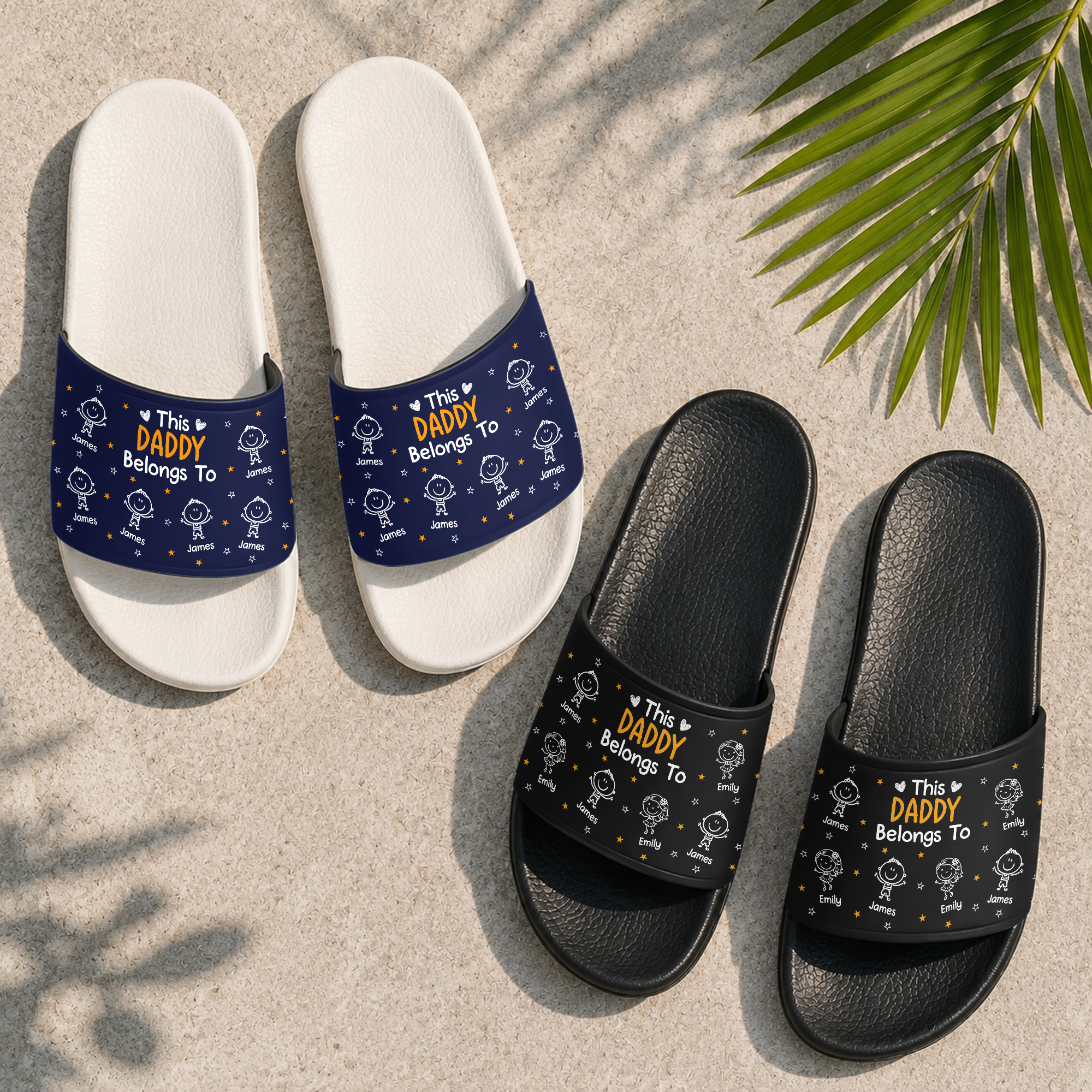 Personalized Slide Sandals Gift for Dad with Custom Names HN590 - Slide Sandals GradoCreations