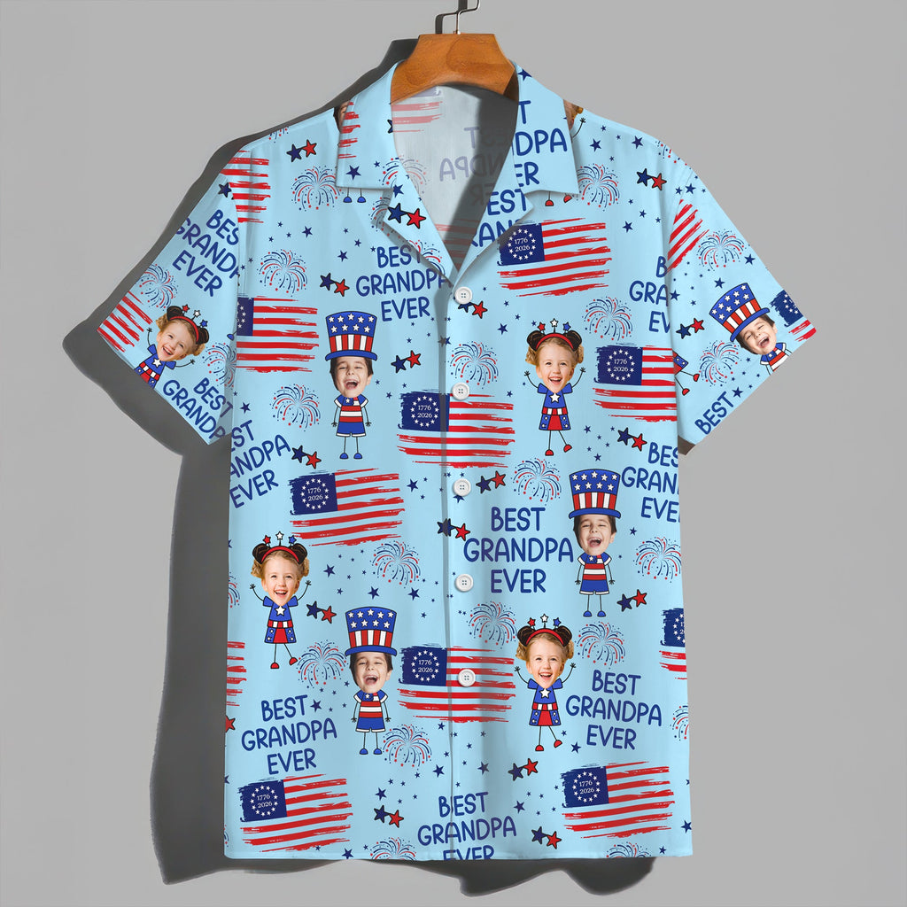 Personalized Hawaiian Shirt with USA Flag Custom Photo Gift for Dad HN590 - AOP Hawai Shirt GradoCreations