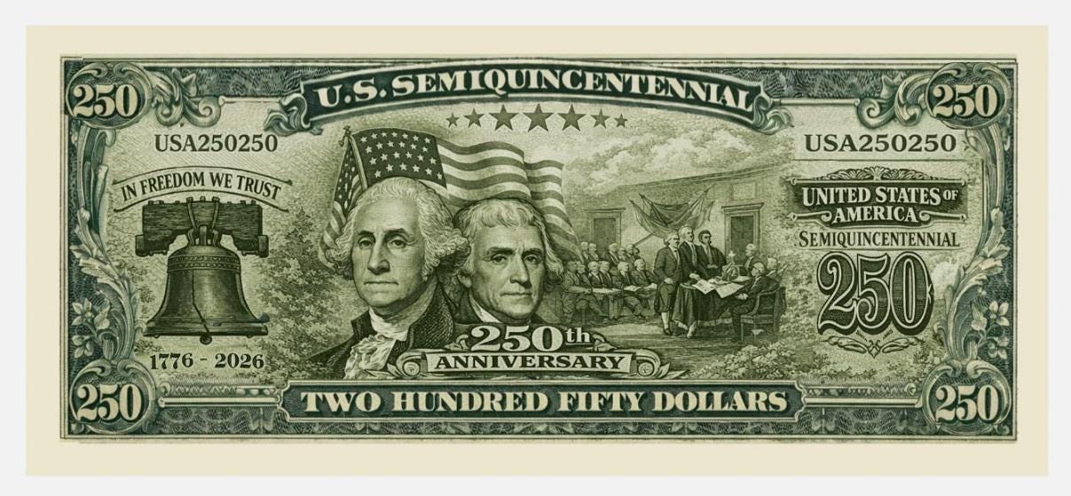 Pack of 20 Commemorative Bills 250th Anniversary Gift for Family Commemorative Bills GradoCreations