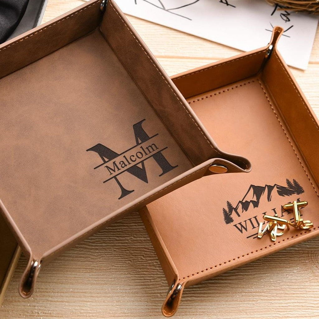 Personalized Leather Valet Tray Gift for Dad | Father's Day HN590 - Leather Valet Tray FIX GradoCreations