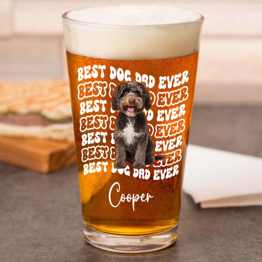 Personalized Photo Beer Glass Best Dog Dad Gift for Father's Day HN590 - Print Beer Glass Fix GradoCreations