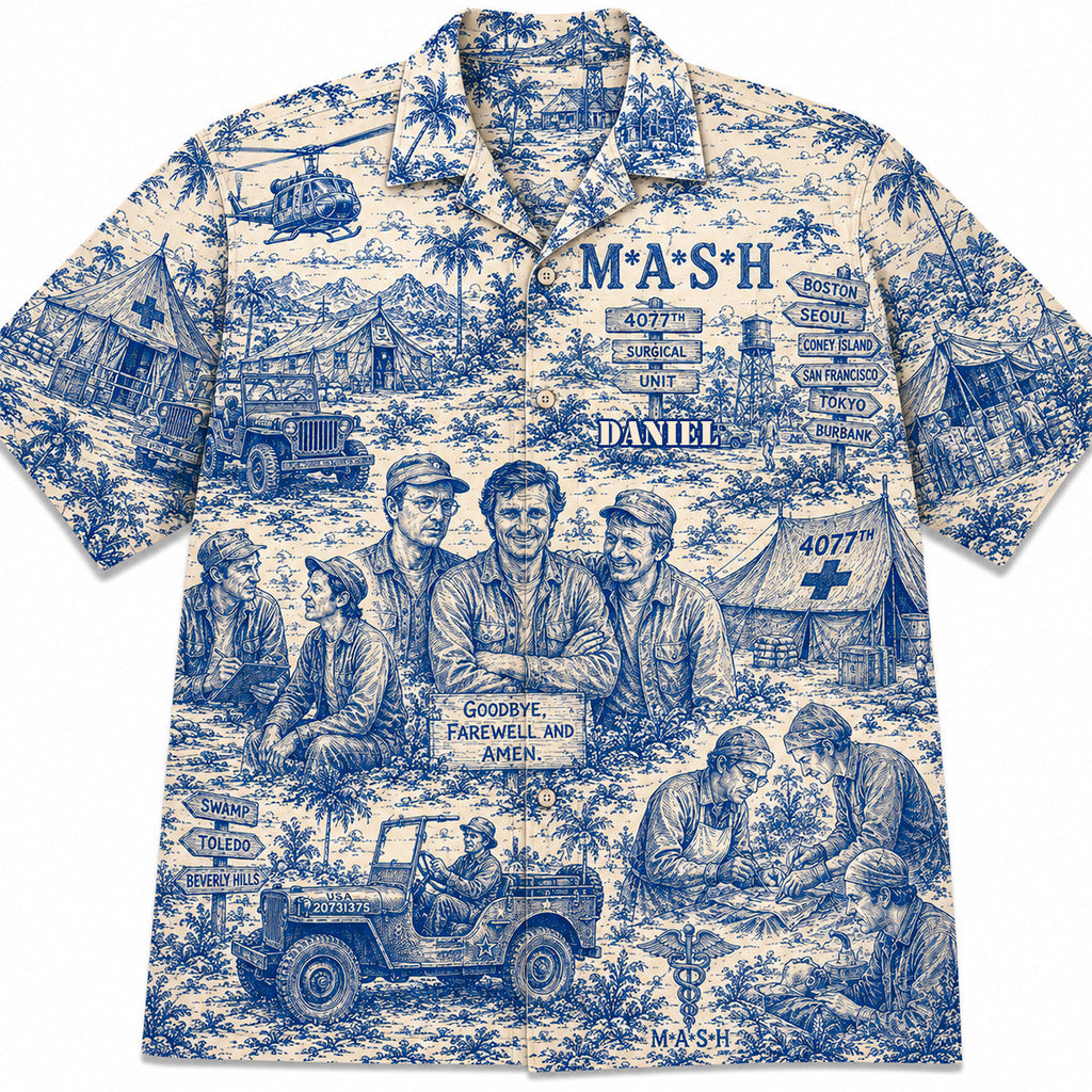 Personalized Vintage Army Camp Hawaiian Shirt Gift for Him Hawaiian Shirt GradoCreations