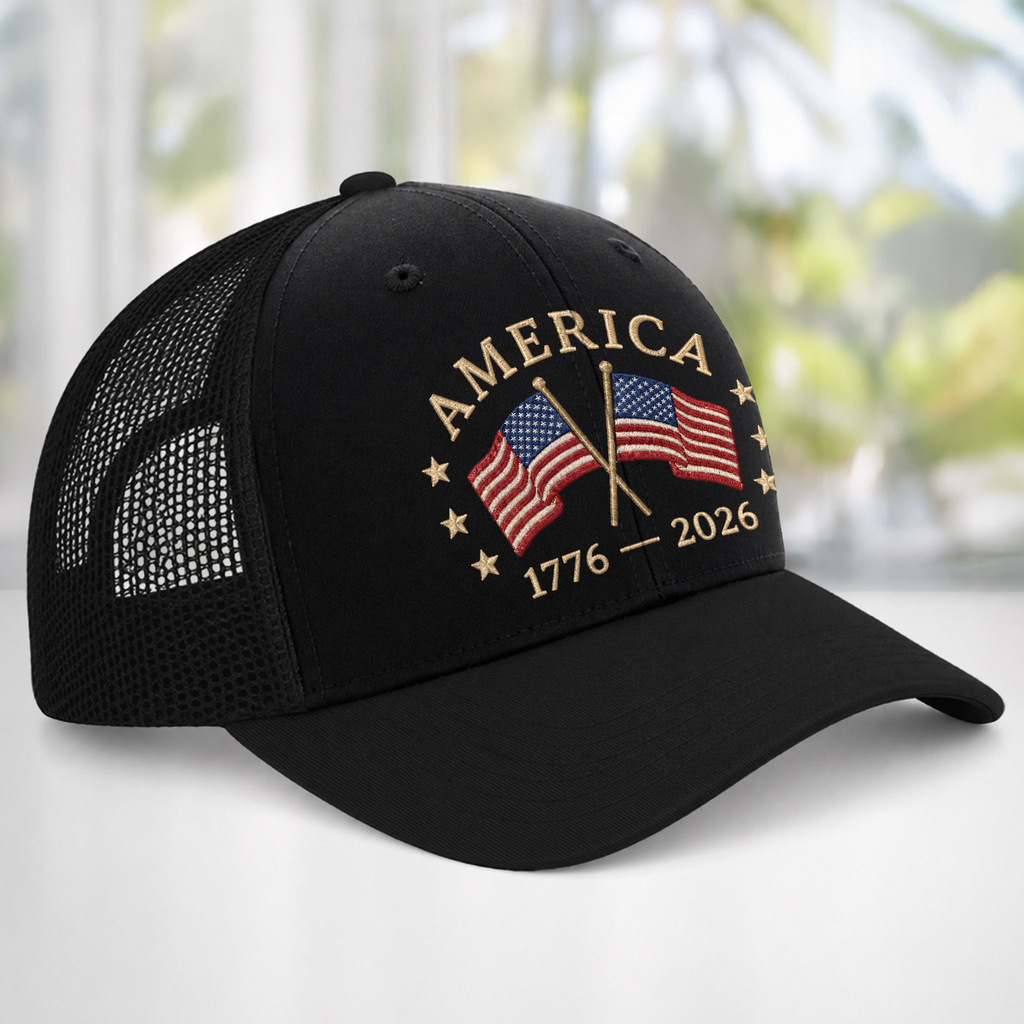 Personalized USA 250th Anniversary Trucker Hat Gift for Dad HN590 - Embroidered Trucker Hat GradoCreations