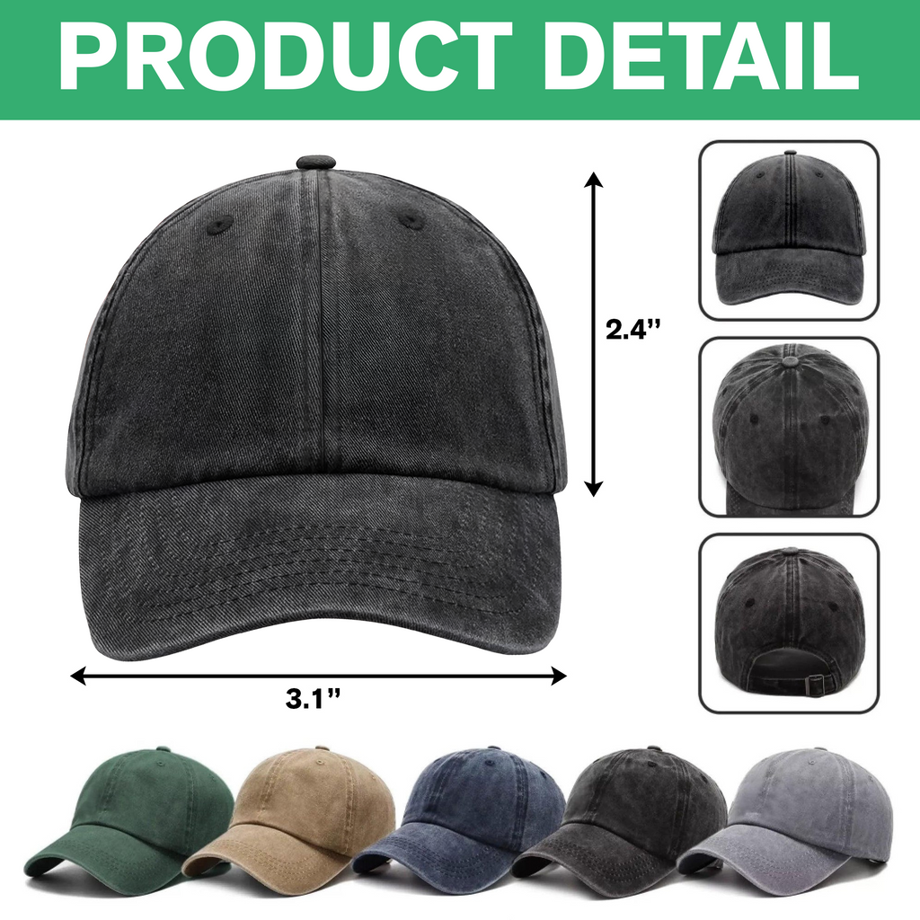 Personalized Washed Denim Baseball Cap Gift for 4th of July HN590 - Washed Denim Baseball Cap GradoCreations