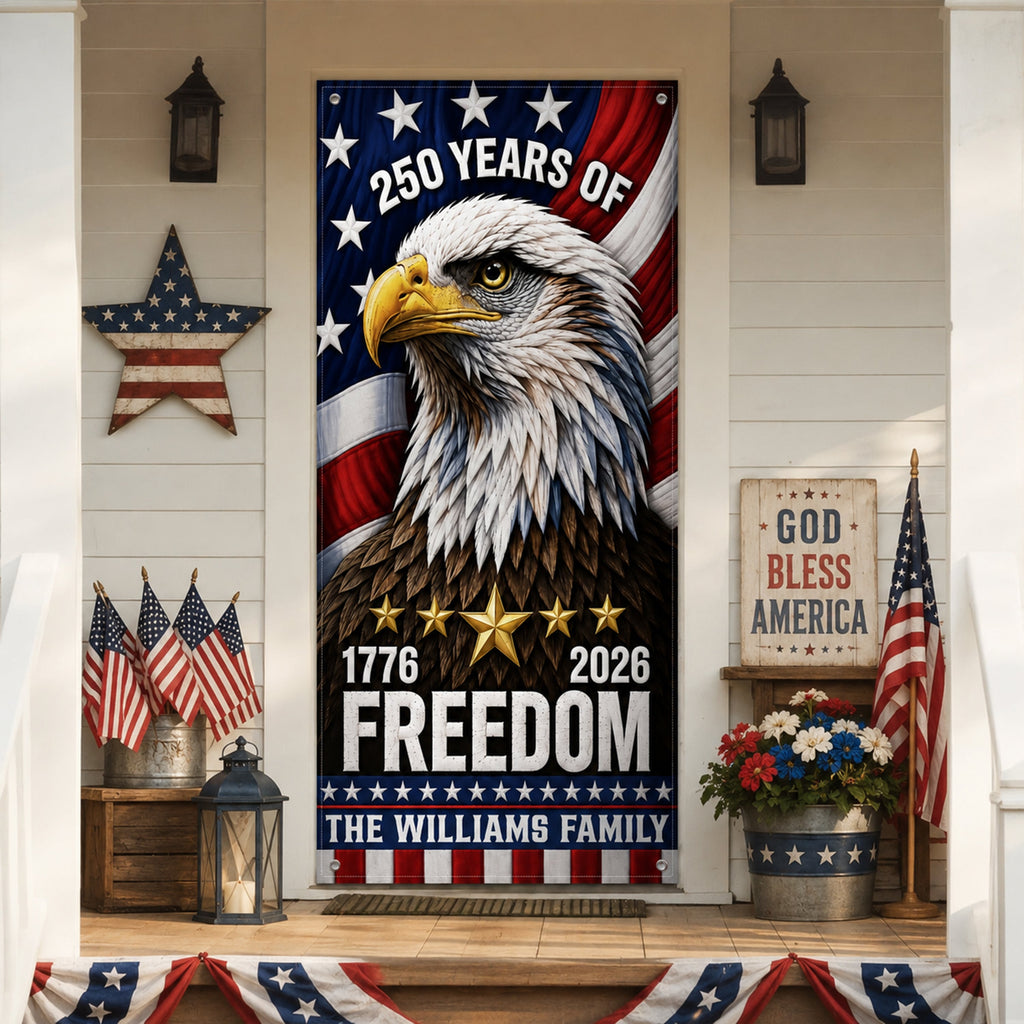 Personalized 250 Years Freedom Eagle Door Cover Gift HN590 - Door Cover GradoCreations