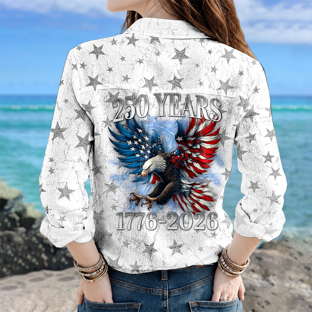 Personalized Eagle Blouse Shirt Patriotic Gift for Mom 4th of July HN590 - Blouse Shirt GradoCreations