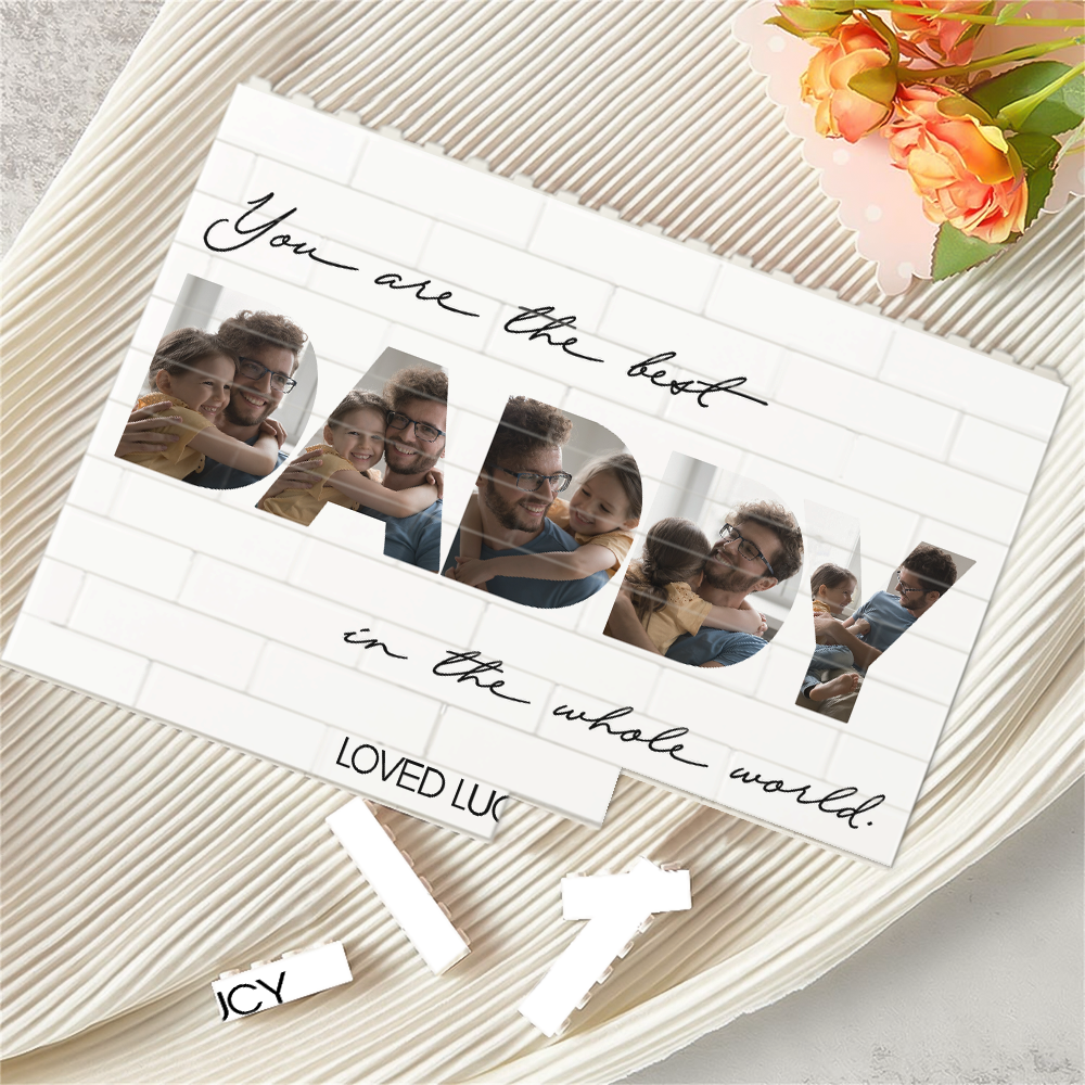 Custom Photo Building Block Gift for Dad Father's Day Keepsake HN590 - Building Blocks GradoCreations