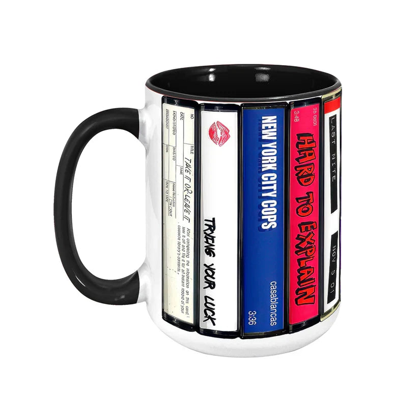 Retro Music Cassette Accent Mug High-Quality Ceramic Gift GradoCreations
