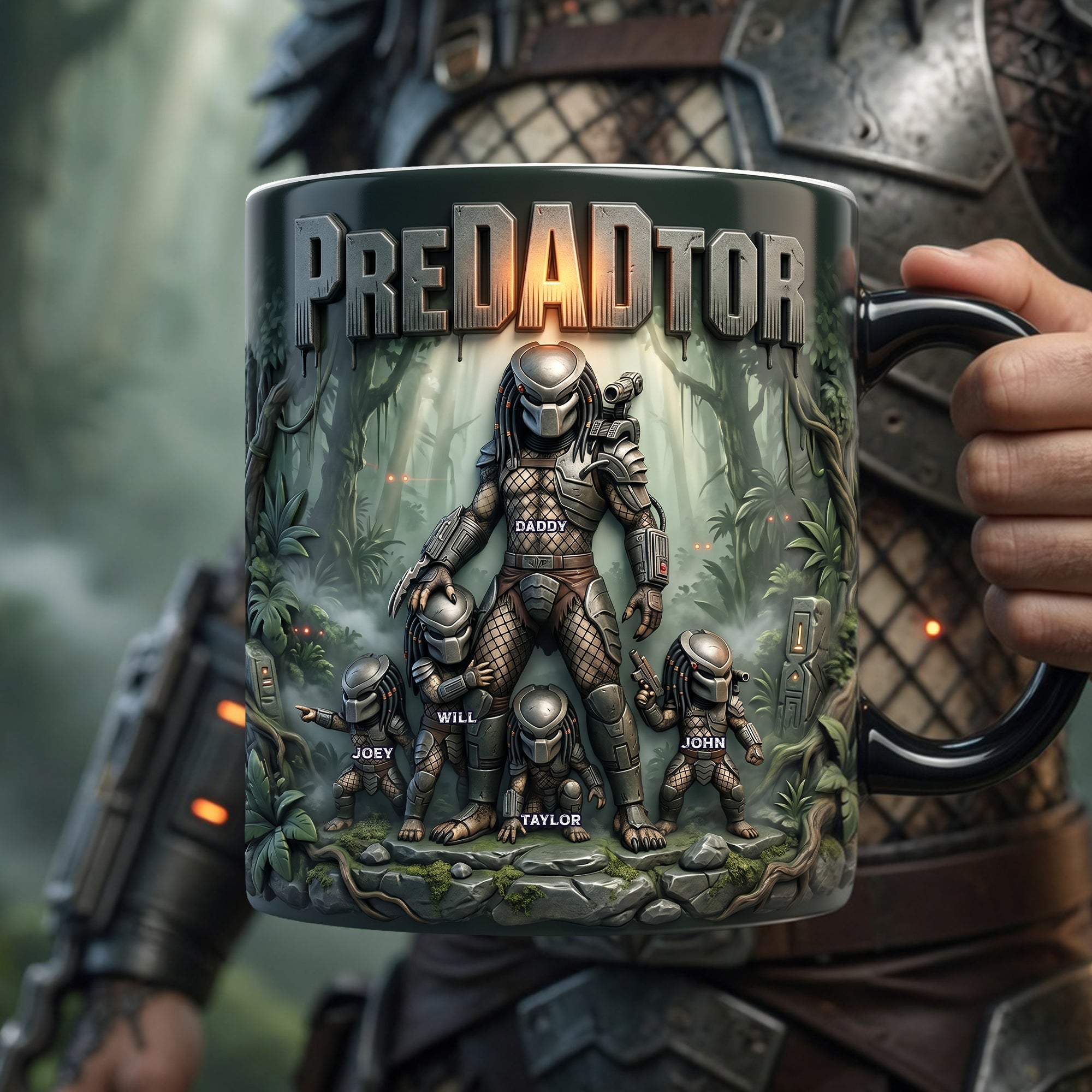 Personalized Color Changing Mug for Dad with Predator Design