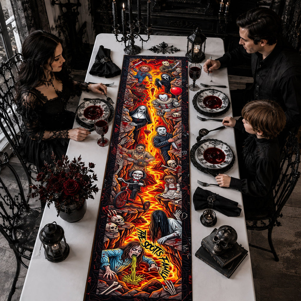 Personalized Halloween Quilt Table Runner Creepy Decor for Spooky Parties Quilt Table Runner GradoCreations