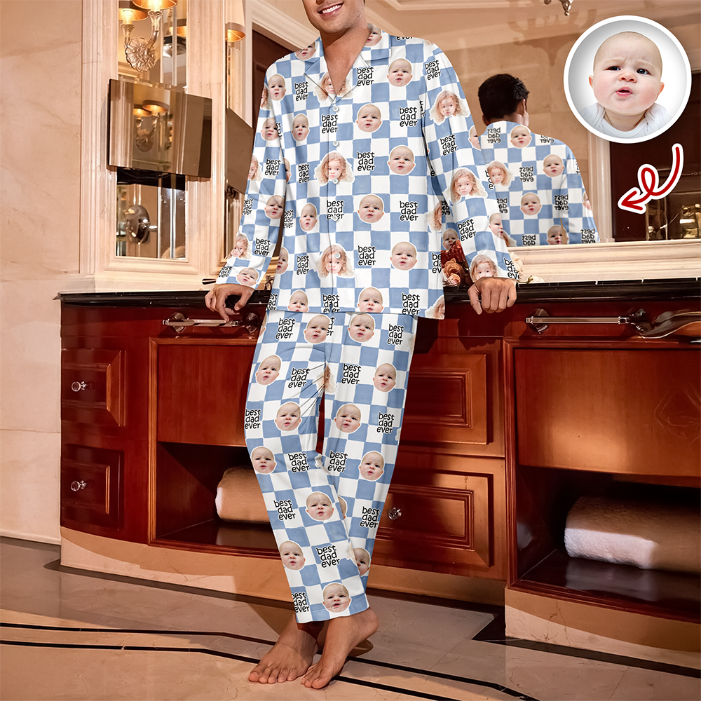 Personalized Baby Face Retro Pajamas Gift for Dad/Mom HN590 - Pajamas FIX GradoCreations